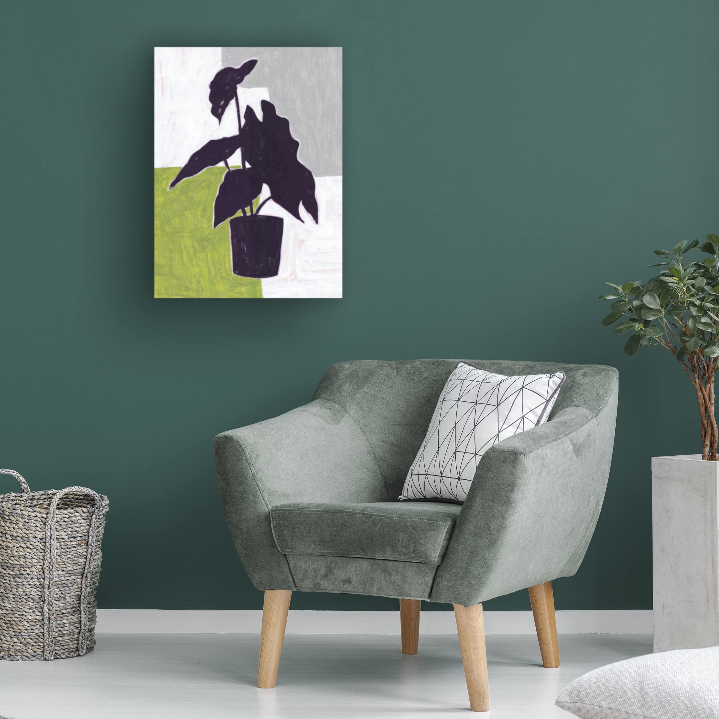 Trademark Fine Art 'Green Plantling I' Canvas Art by Melissa Wang - Modern Botanical Wall Decor for Living Room, Bedroom & Office