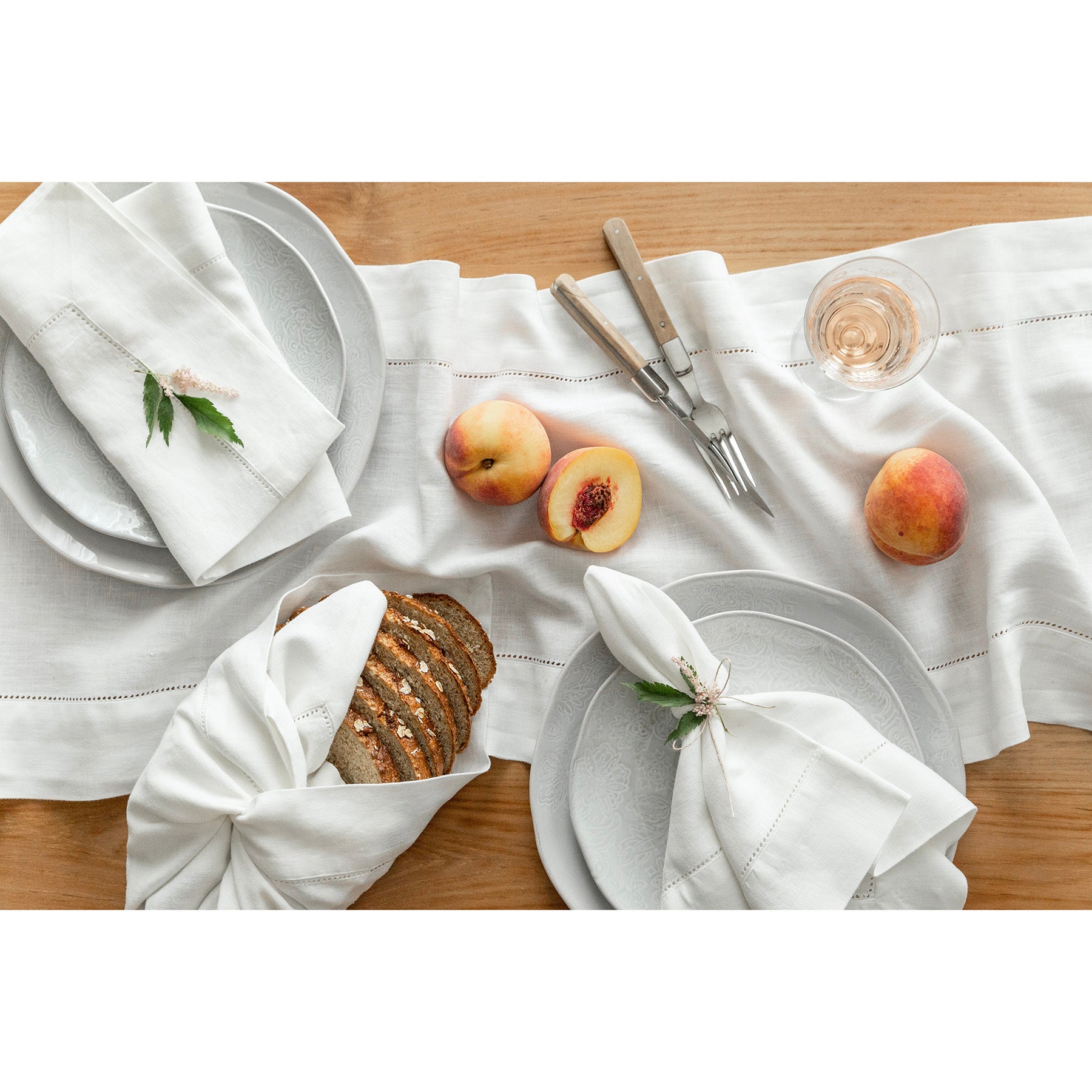 Premium Heavyweight Hemstitch Linen Napkins - Set of 4 - Elegant Dinner Party & Formal Dining Table Decor