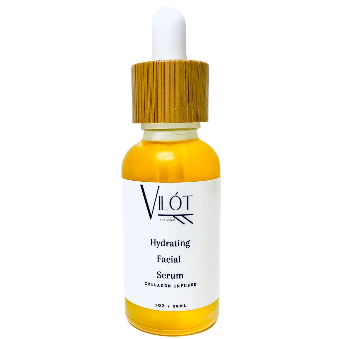 Vilot Anti-Aging Hydrating Facial Serum with Collagen - Brightening & Dark Spot Treatment for Dry Skin - Non-Comedogenic 1oz - Perfect for Night Routine & Daily Skincare Regimen