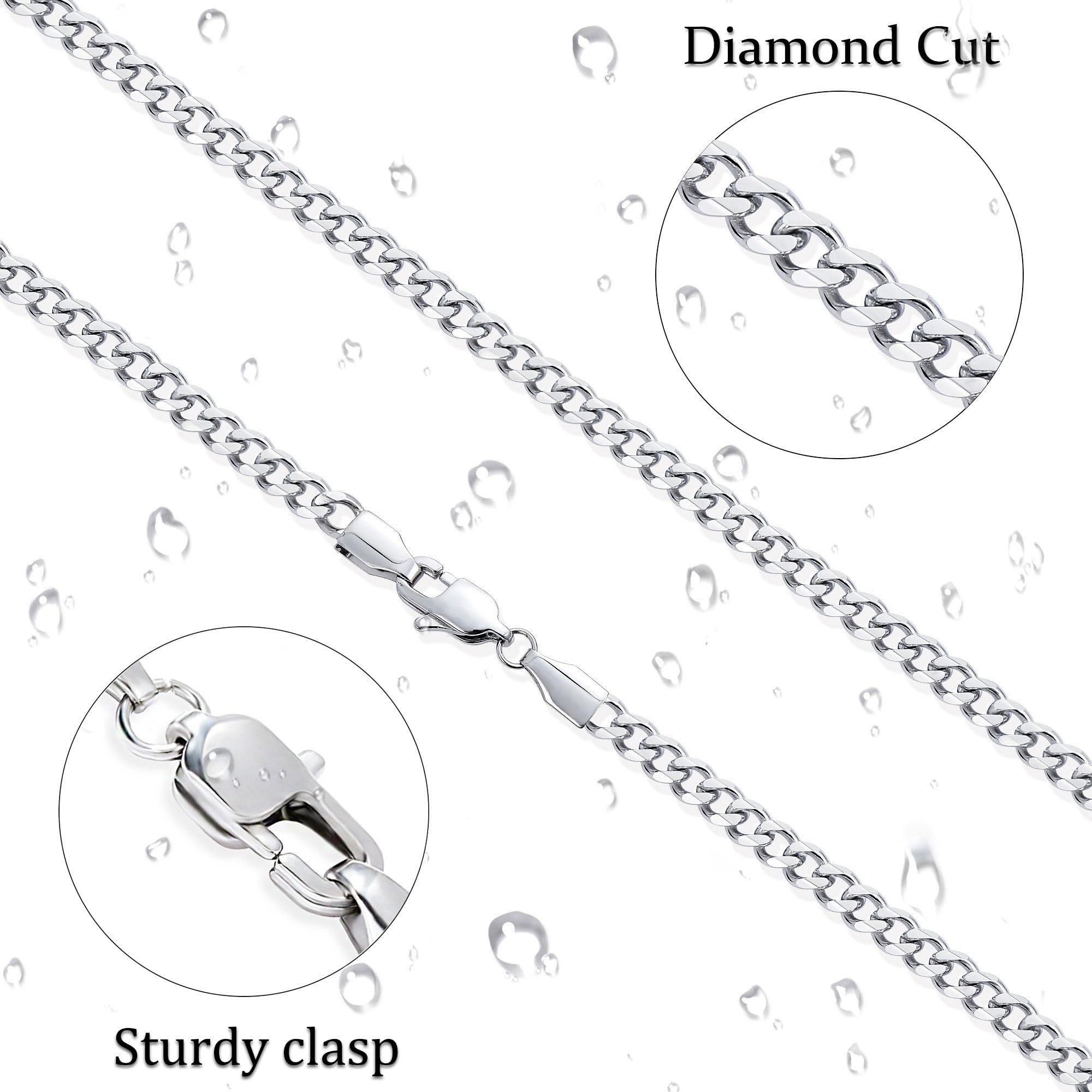 Fiusem 5mm Silver & Gold Cuban Link Chain Necklace for Men & Women - Stainless Steel Unisex Jewelry - 3.5mm/4mm/5mm Width Options - Perfect for Casual Wear, Gifts & Layering Outfits