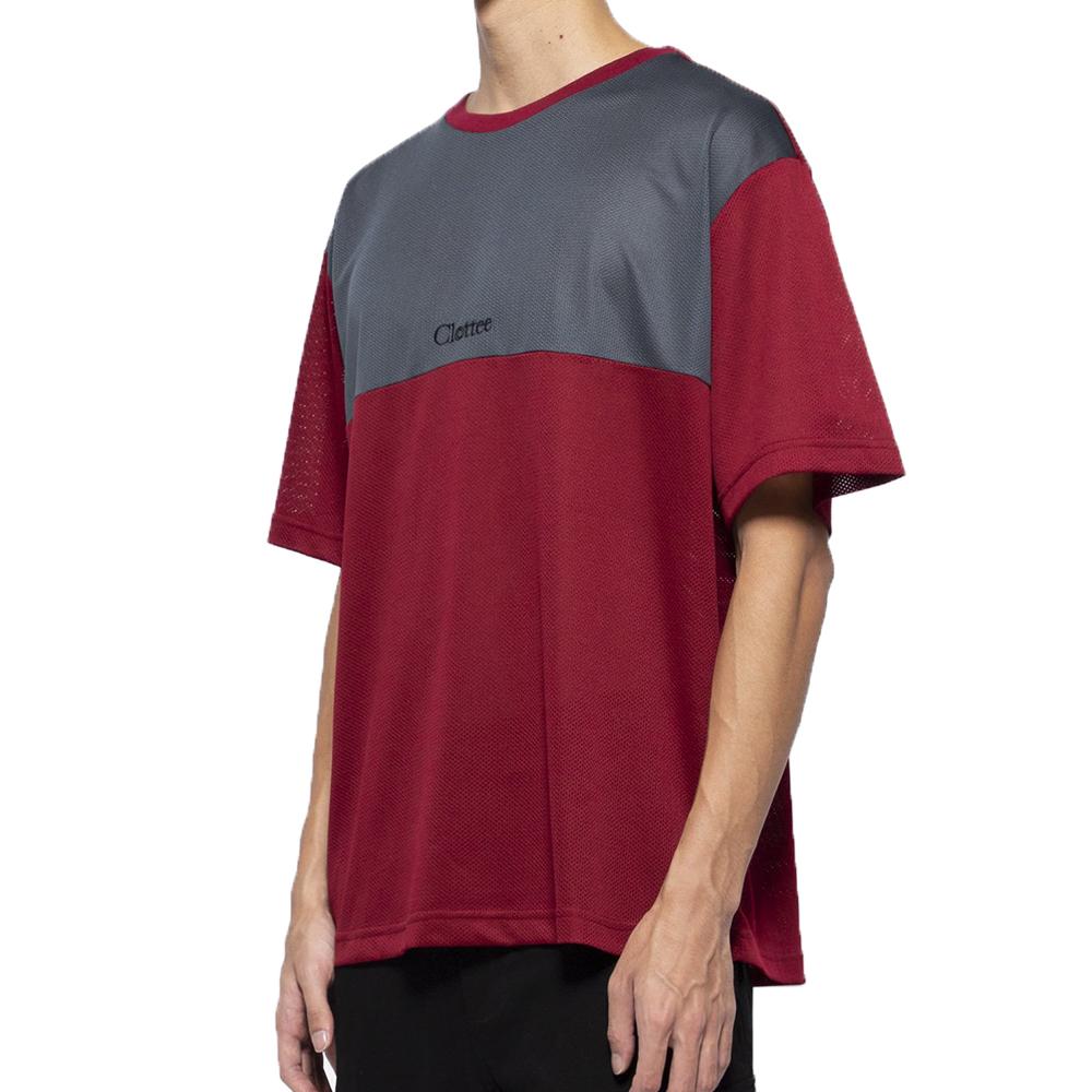CLOT Colorblock Short Sleeve T-Shirt for Men - Red Casual Streetwear Tee - Perfect for Daily Wear, Gym & Street Fashion