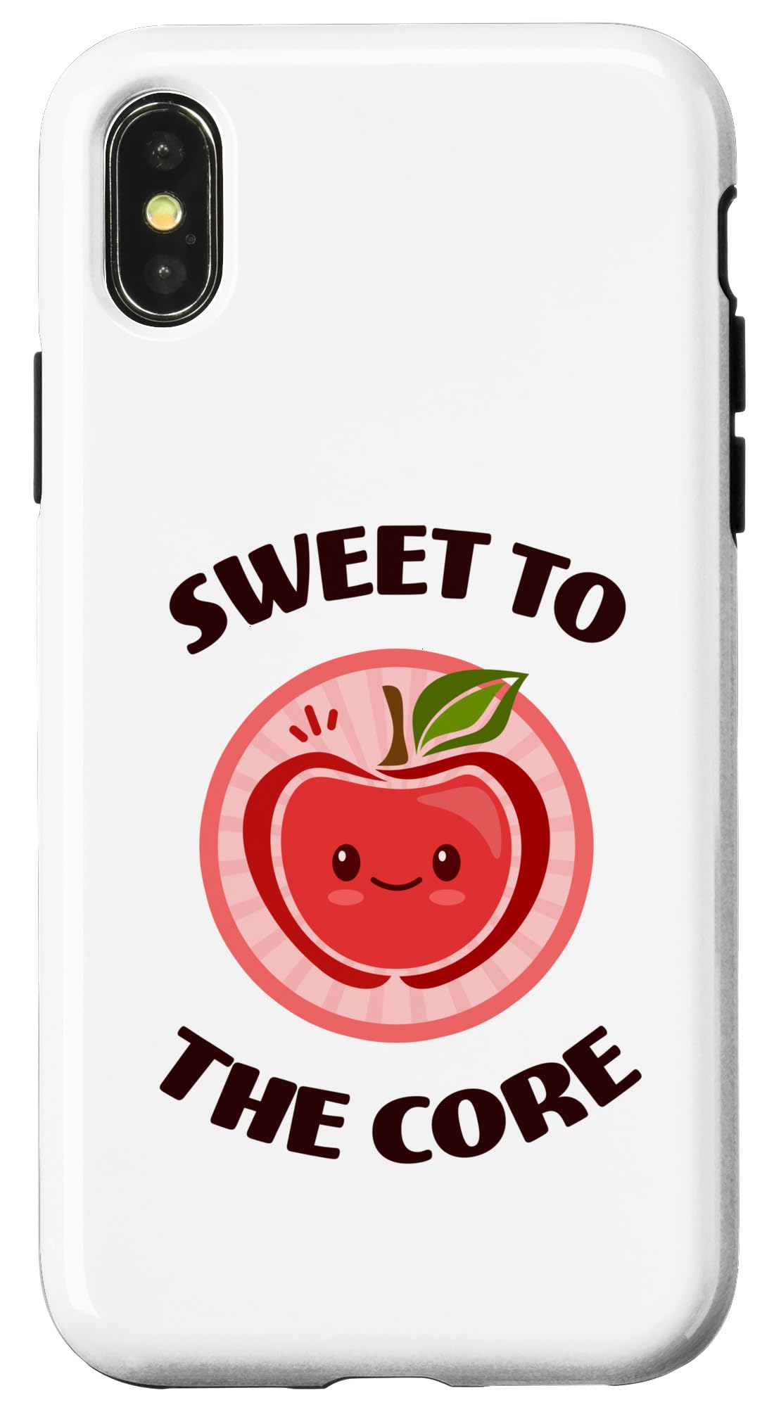 Funny Cute Kawaii Apple Fruit Food Pun Phone Case for iPhone X/XS - Sweet to The Core Protective Cover for Everyday Use & Gifts