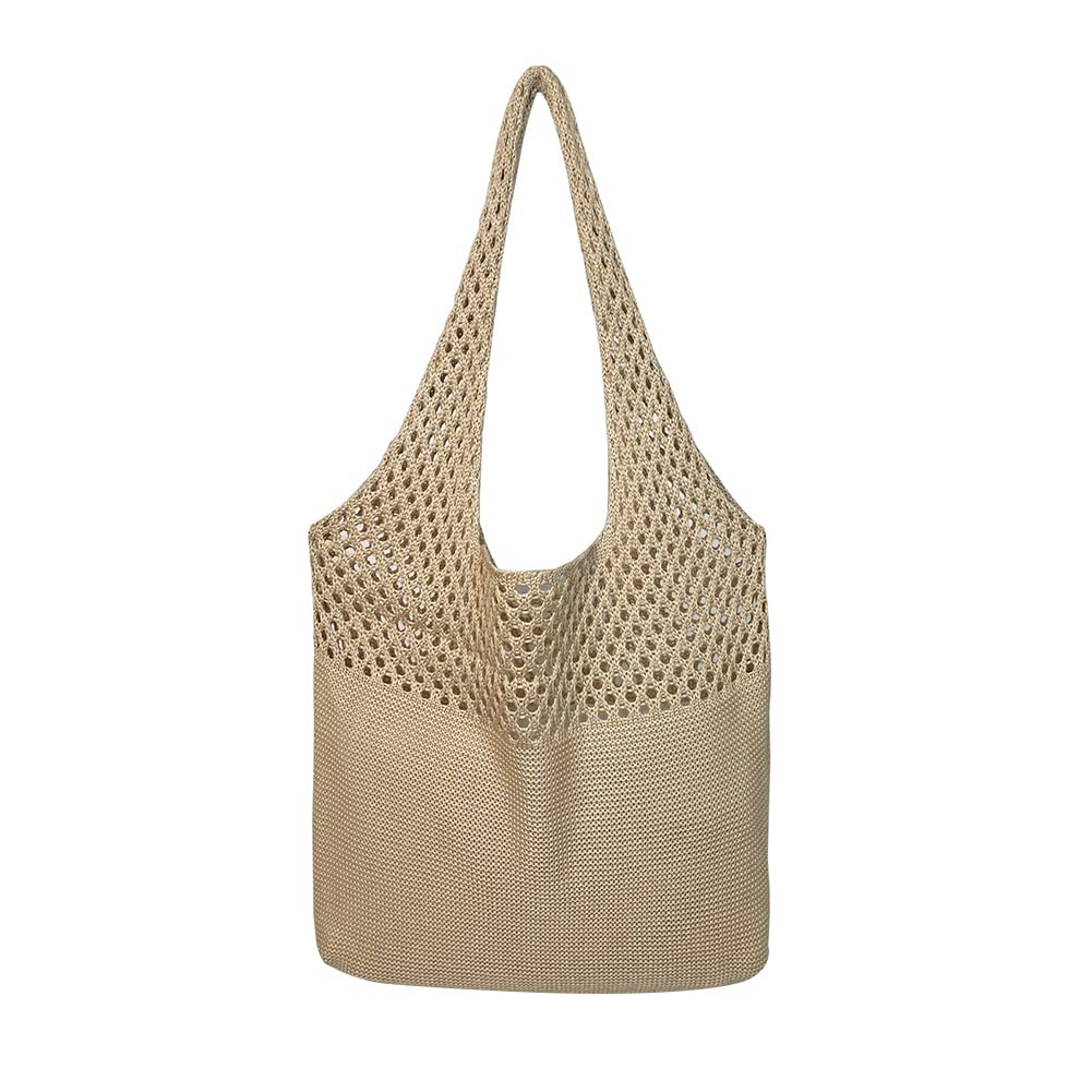 Crochet Tote Bag for Women - Stylish Knitted Shoulder Purse with Aesthetic Mesh Hollow Flower Design, Perfect for Beach, Shopping & Summer Outfits | Handmade Woven Handbag for Casual & Boho Fashion
