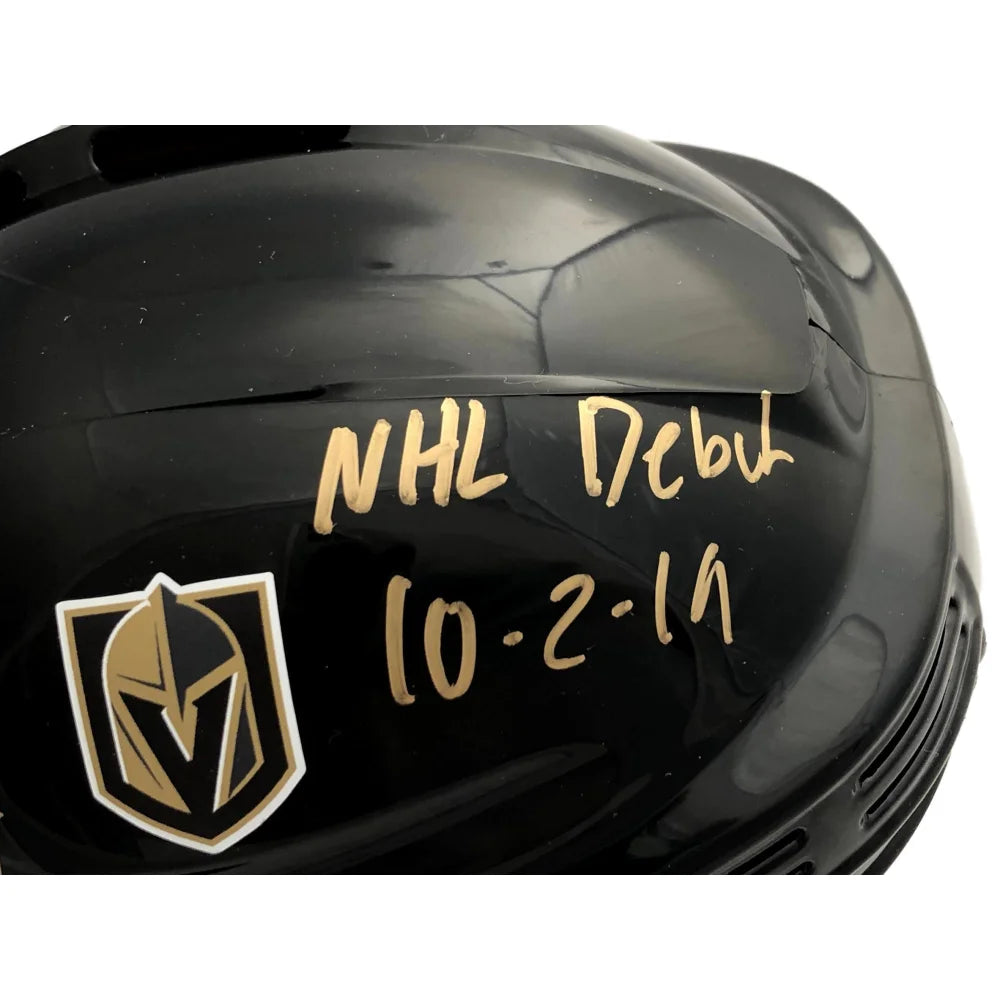 Authentic Cody Glass Signed Vegas Golden Knights Mini Helmet with NHL Debut Inscription 