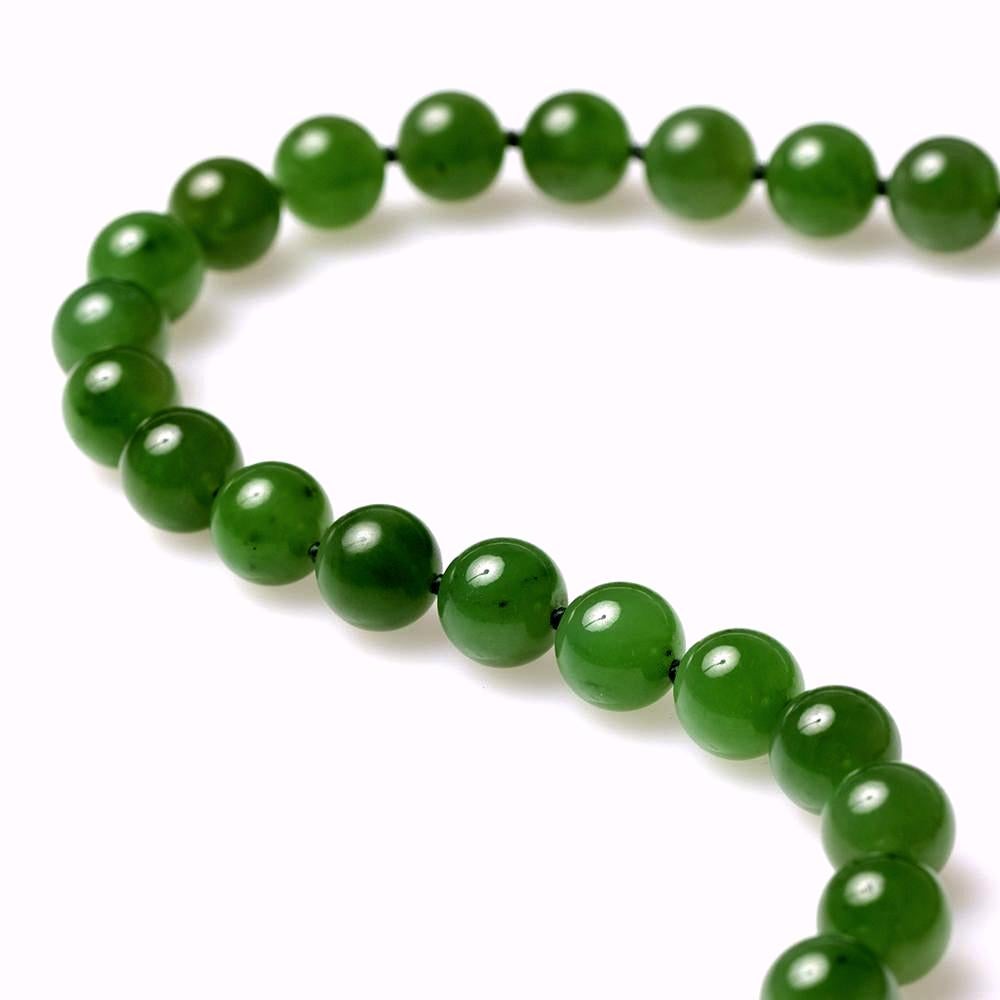 10mm Green Nephrite Jade Beaded Necklace for Women - Natural Healing Stone Jewelry for Meditation, Yoga & Spiritual Balance