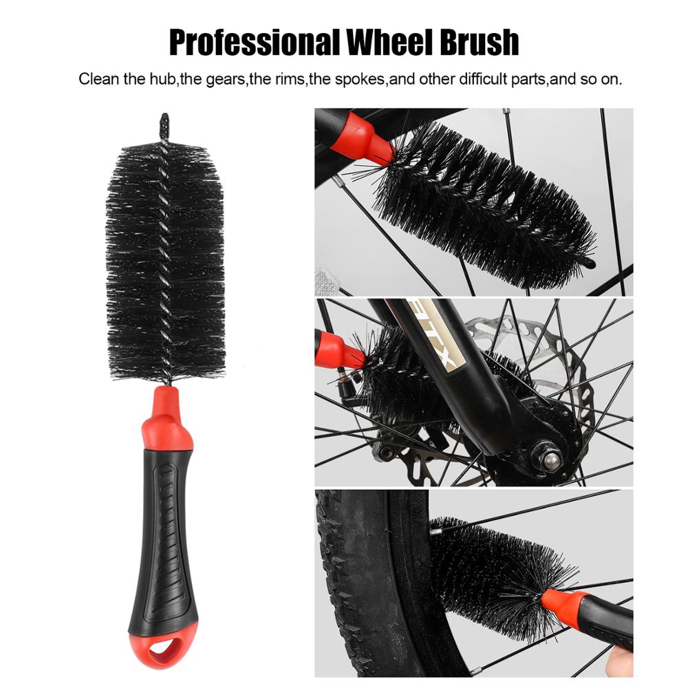 Best Bike Cleaning Brush Set for MTB & Bicycle - Heavy Duty Wheel, Tire & Rim Cleaner with Hub & Gear Brush - Perfect for Mountain Bike Maintenance & Cycling Enthusiasts (Great for Pre-Ride Prep & Post-Ride Cleaning)