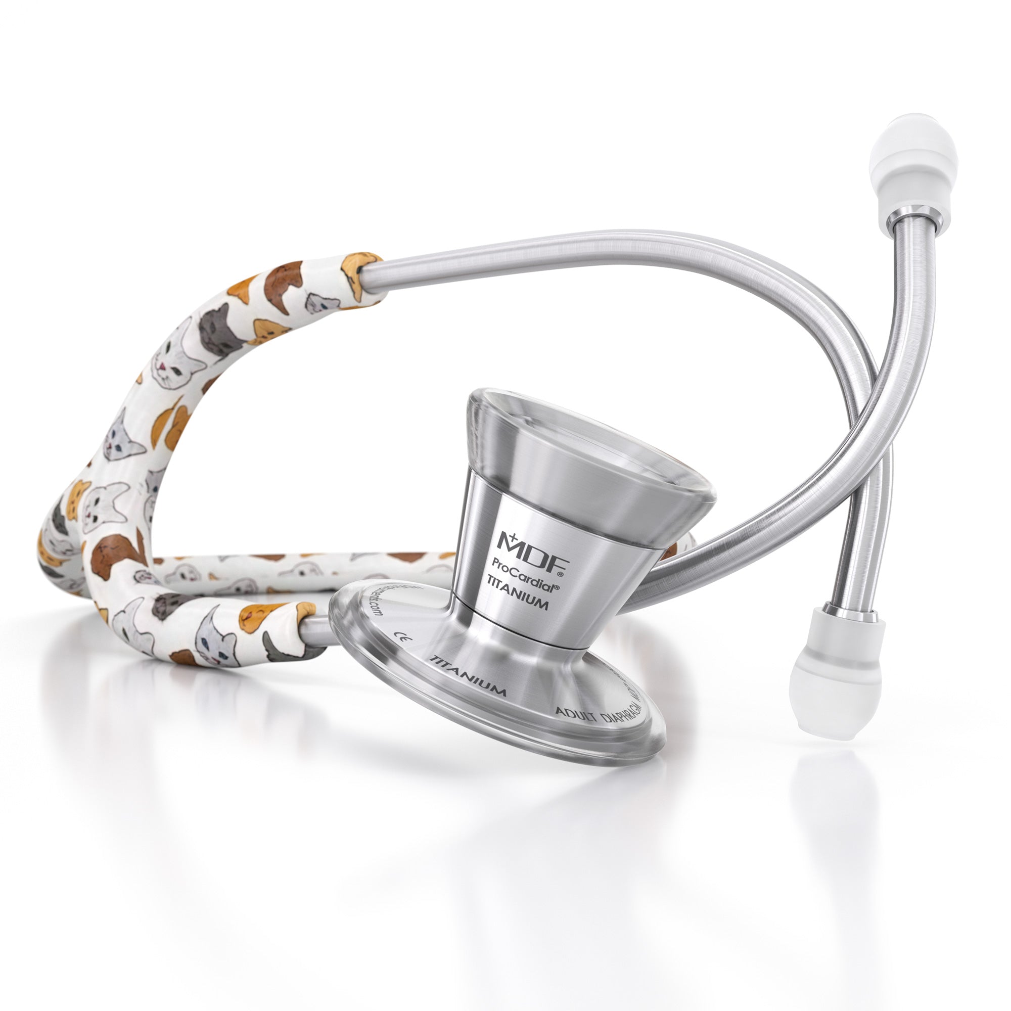 ProCardial® Titanium Cardiology Stethoscope - Cat Print Design for Medical Professionals | Ideal for Doctors, Nurses & Veterinary Use