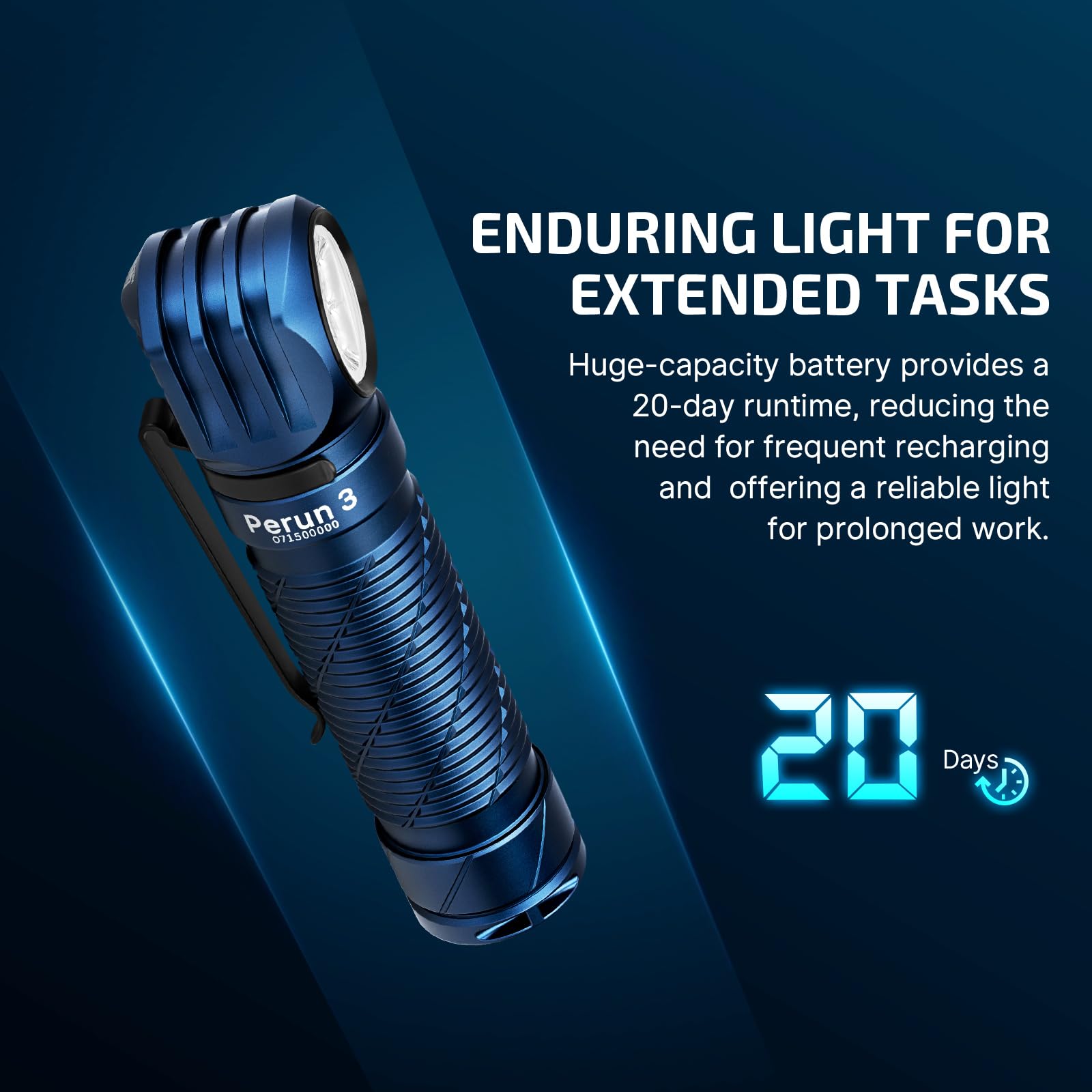 Olight Perun 3 Rechargeable 3000 Lumens LED Headlamp Flashlight with Red Light - IPX8 Waterproof Headlight with Adjustable Headband for Camping, Hiking, Running, Cycling & Night Work (Midnight Blue)