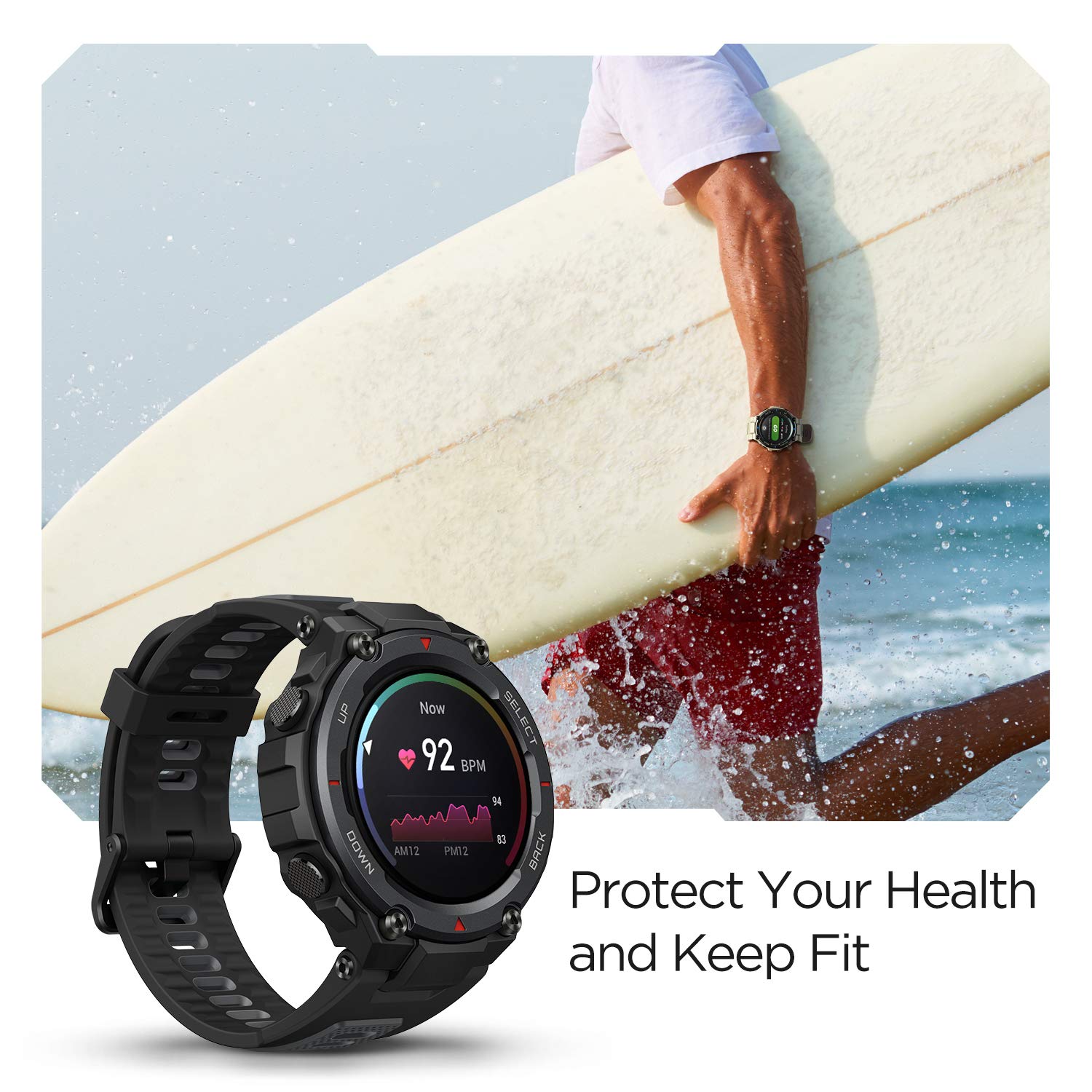Amazfit T-Rex Pro GPS Smartwatch for Men - Military Grade Outdoor Fitness Watch with 100+ Sports Modes, 10ATM Waterproof, 18-Day Battery, Blood Oxygen & Heart Rate Monitor | Perfect for Hiking, Running, Swimming & Daily Activity Tracking