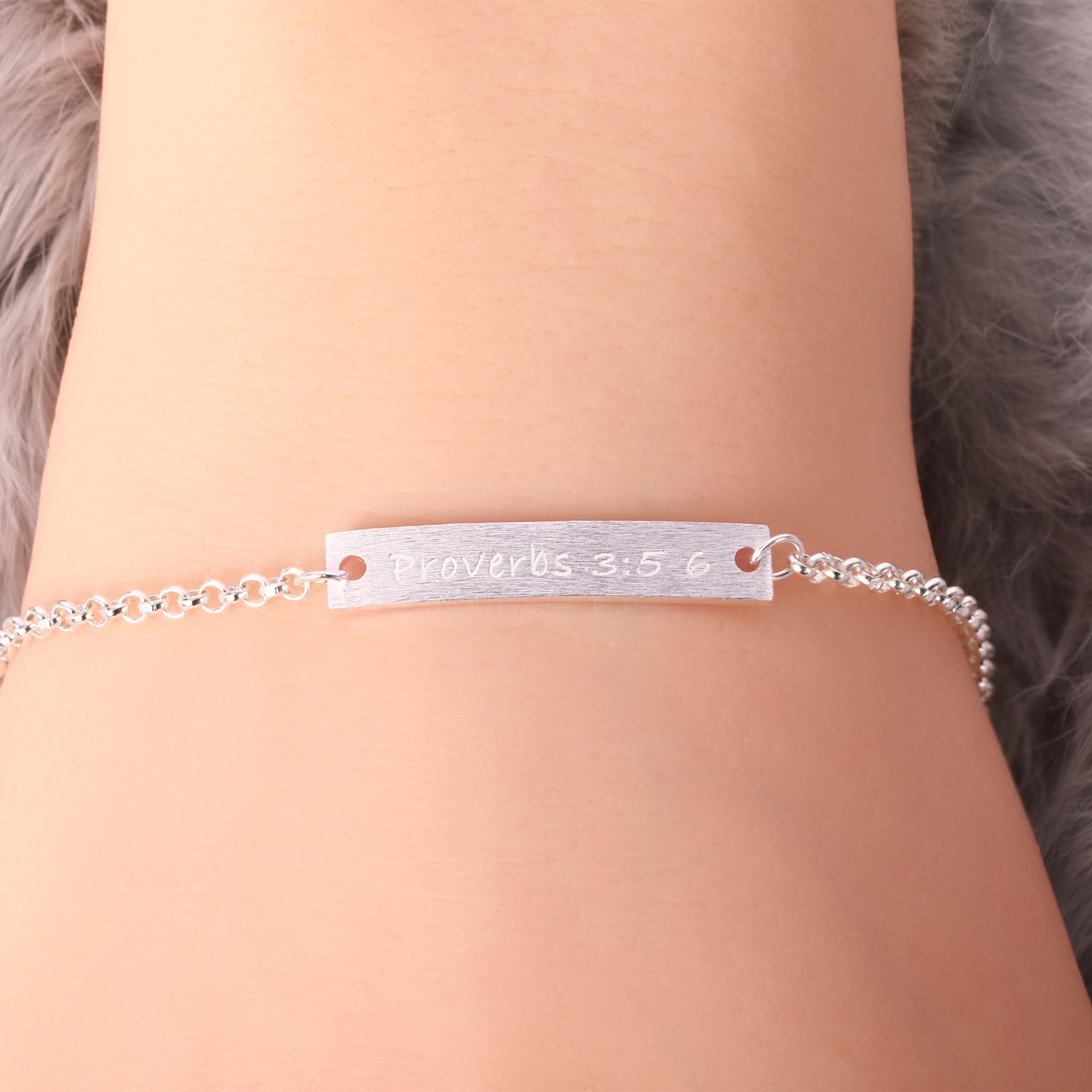 Proverbs 3:5-6 Engraved 925 Sterling Silver Bracelet - Personalized Inspirational Bible Verse Jewelry for Women | Anxiety Relief & Faith Encouragement - Perfect for Daily Wear, Gifts & Spiritual Reminders by ALiLuYa