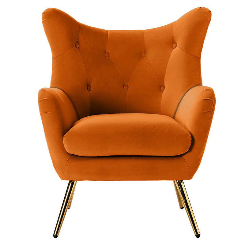 Luxury Isabelle Wingback Velvet Upholstered Armchair - High Back Accent Chair with Sturdy Metal Legs for Living Room, Bedroom & Office Decor