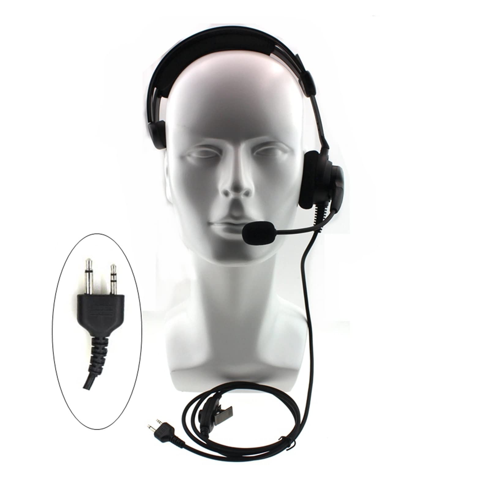 BMINO 2 Pin Radio Headset with Swivel Boom Mic - Compatible with Midland 2 Pin Walkie Talkies (G6 G7 GXT550 GXT650 LXT80 LXT) - Durable Two-Way Communication Headphones for Security, Construction, and Outdoor Activities