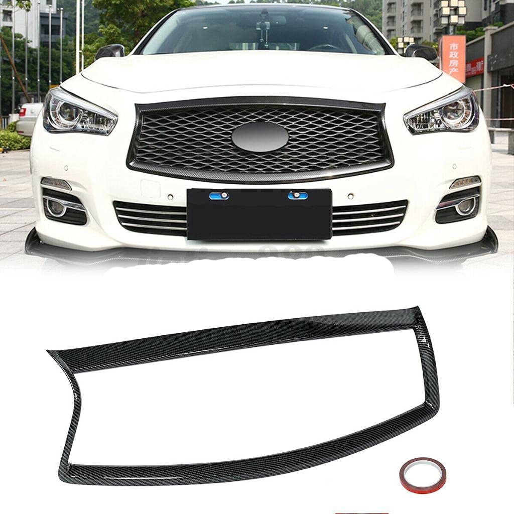 Exclusive FG-3713-RCF Carbon Fiber Front Grille Trim for 2014-2017 Infiniti Q50 | High-Gloss Finish | Easy Installation | Upgrade Your Car's Style for Sporty Look & Street Performance