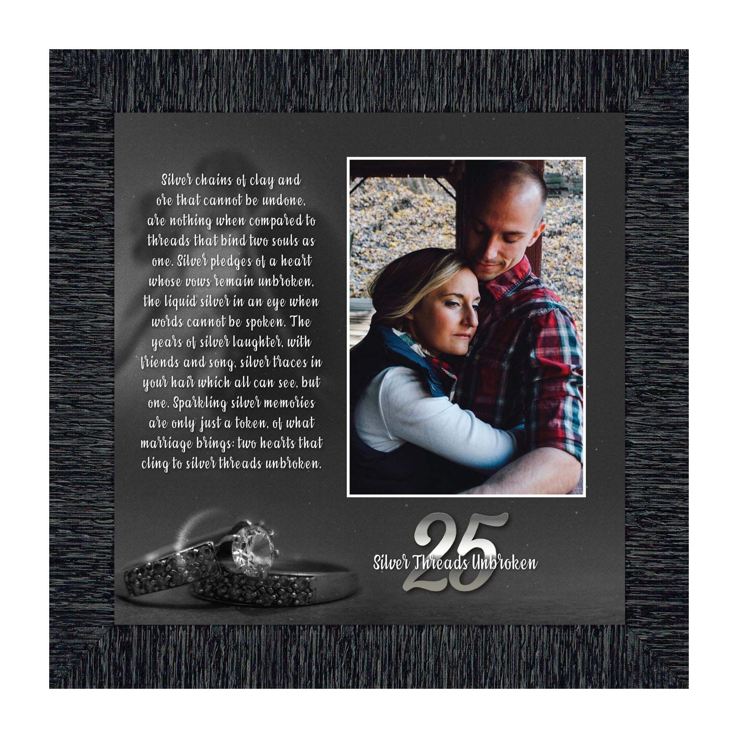 Crossroads Home Décor 25th Anniversary Picture Frame - Elegant Silver Wedding Anniversary Gift for Couples - Perfect for 25th Wedding Anniversary Decorations, Home Display & Special Occasion Gifts - 6303CH