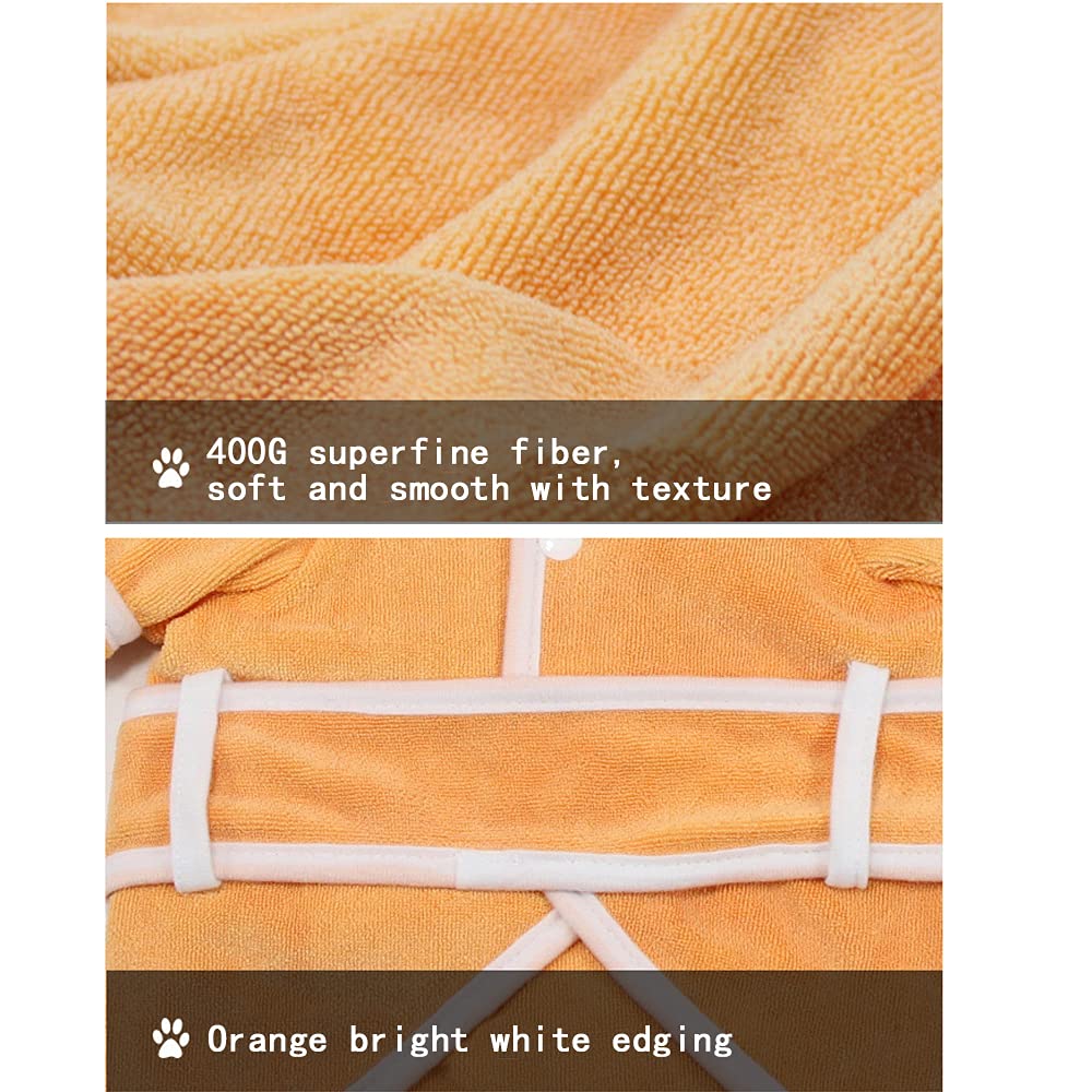 Microfiber Dog Bathrobe with Hood - Fast Drying Dog Drying Coat & Puppy Towel for Small Medium Large Dogs (2XL, Orange) - Perfect for Post-Bath Drying, Grooming & Keeping Pets Warm