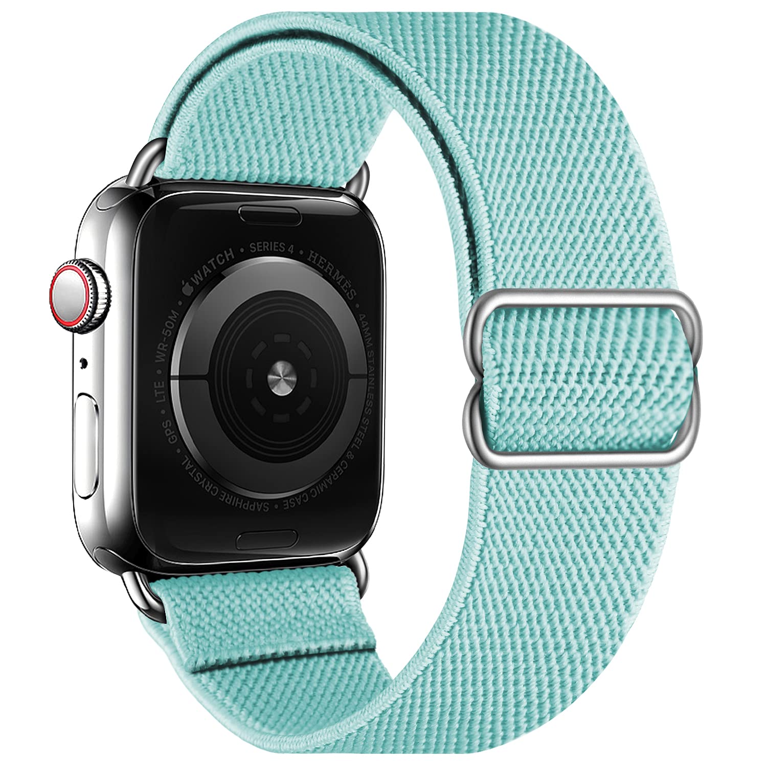 OXWALLEN Upgraded Metal Clasps Stretchy Nylon Solo Loop Band for Apple Watch 7/SE/6/5/4/3 (38mm 40mm 41mm) - Adjustable Elastic Braided Strap for Women & Men - Mint Green - Perfect for Workouts, Running & Everyday Wear