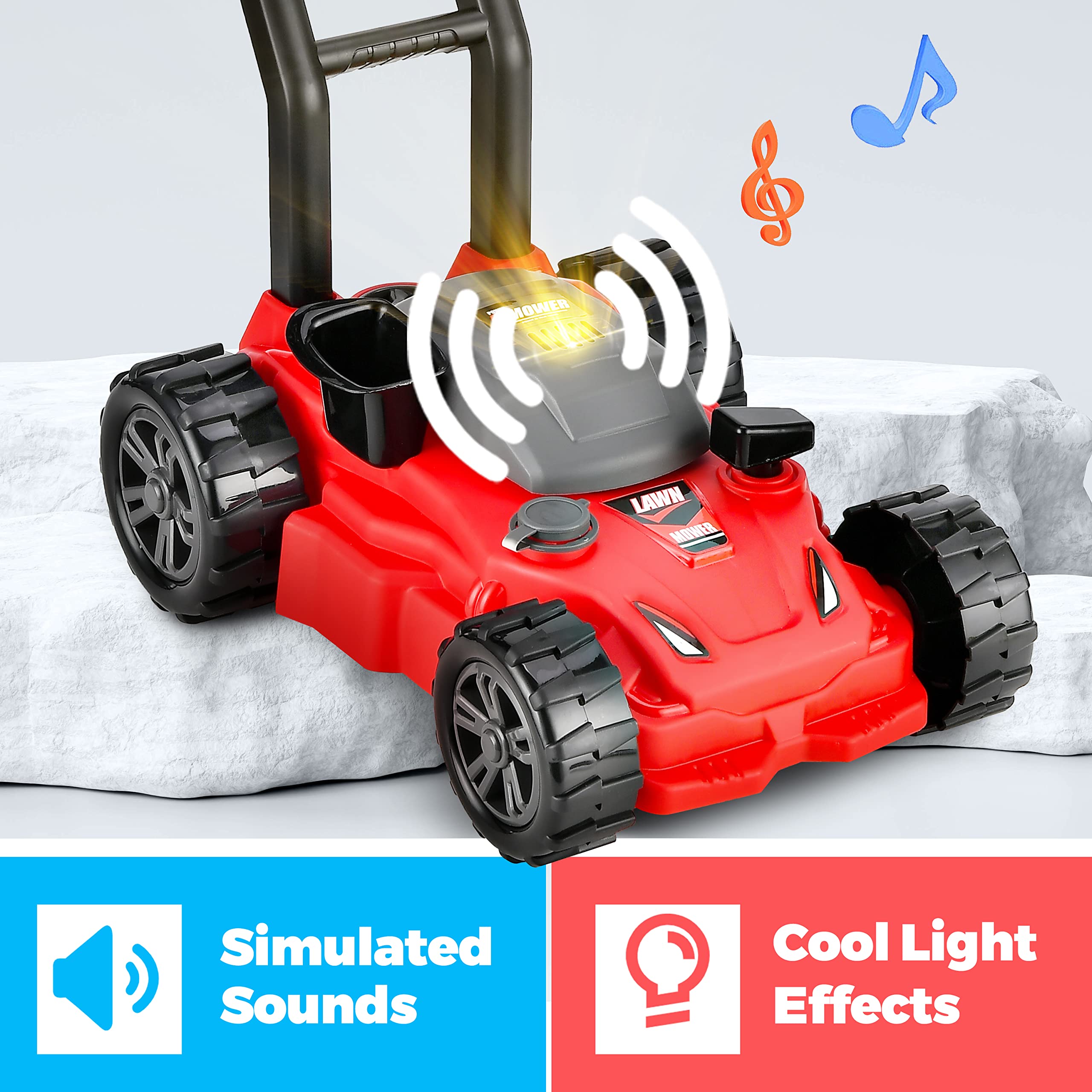 Toy Choi's Kids Pretend Play Lawn Mower - Outdoor Push Toy for Boys & Girls Ages 3-8 | Preschool Gardening Toy Set with Realistic Sounds | Developmental Push Toy for Toddlers | Perfect for Backyard Play, Role-Playing & Early Childhood Learning