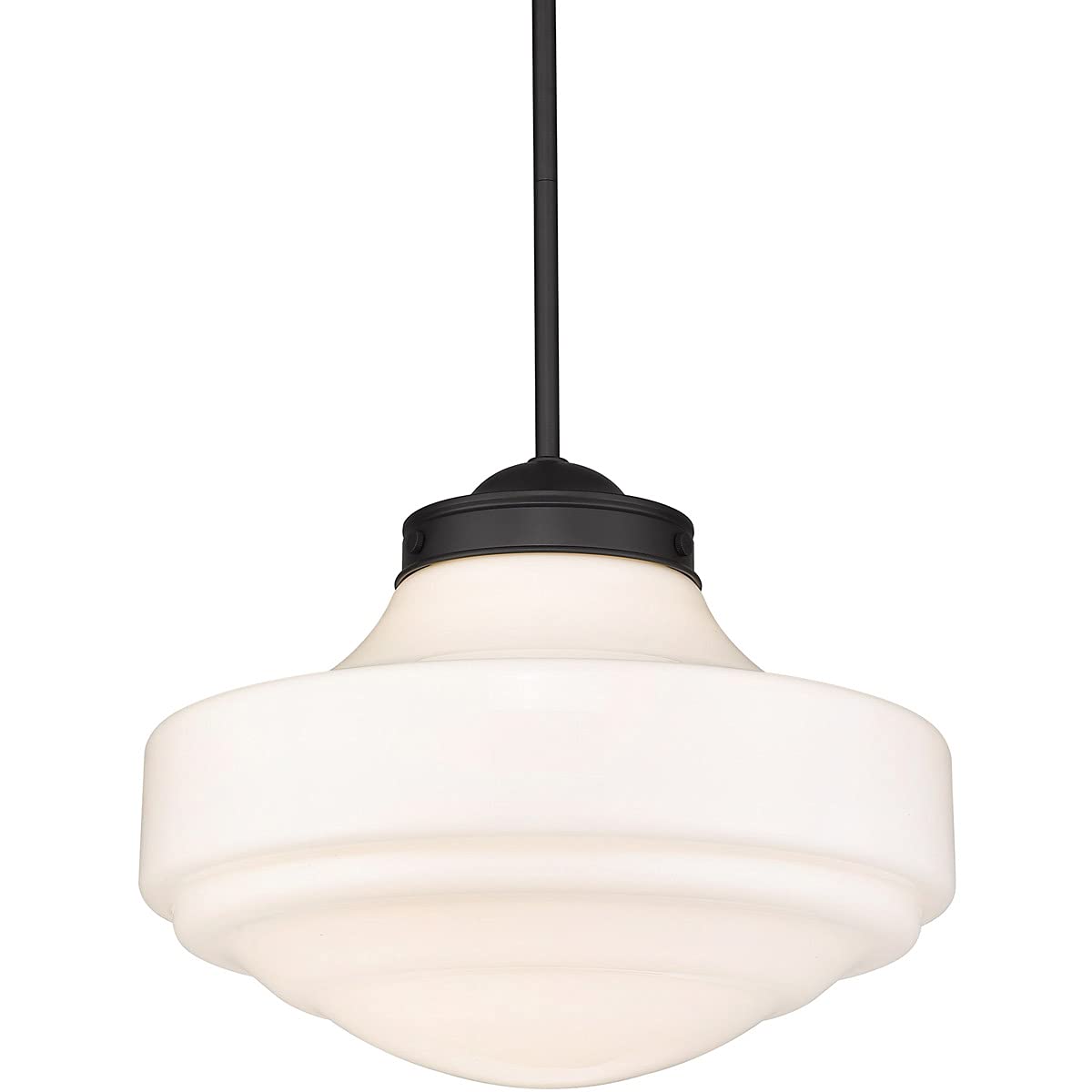 Vintage Milk Glass Large Pendant Light Fixture in Matte Black - Perfect for Farmhouse, Industrial, and Retro Home Decor