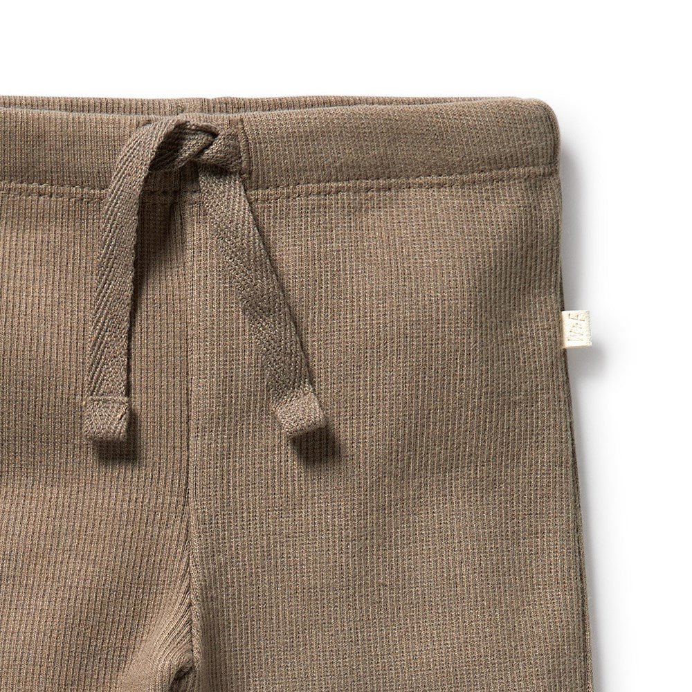 Organic Walnut Ribbed Leggings for Women - High Waist Comfortable Yoga Pants for Workout, Running & Lounge Wear