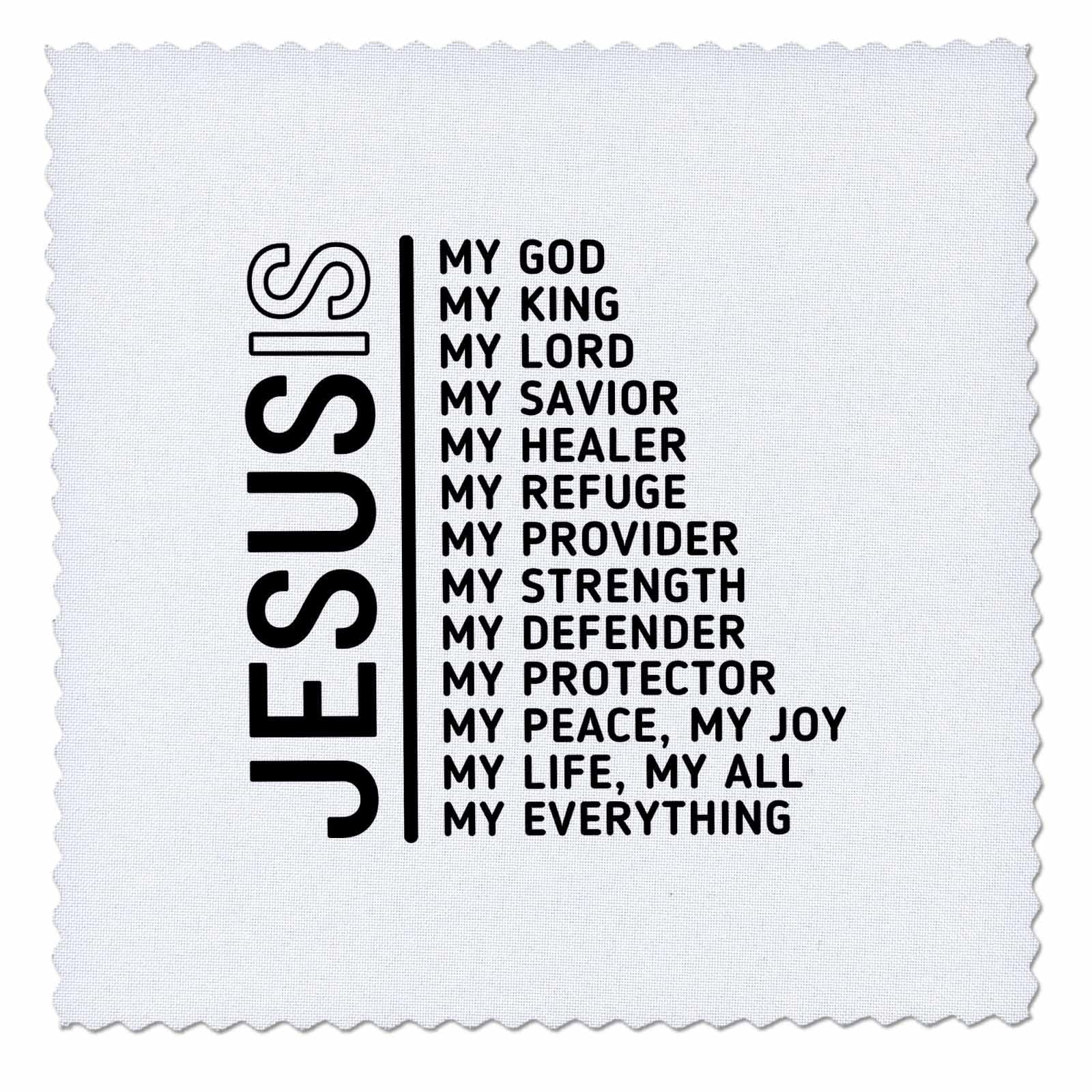 8x8 Inch Quilt Square - Black and White Jesus My Everything Bible Verse Design - 3dRose Rosette - Perfect for Christian Home Decor, Bible Study Gifts & Religious Craft Projects