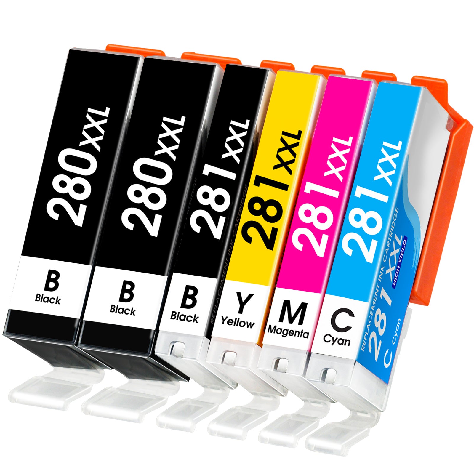 Compatible Canon 280XXL PGBK & 281XXL Ink Cartridges - 6 Pack High Yield Replacement for Canon Printers | Perfect for Home, Office & Photo Printing