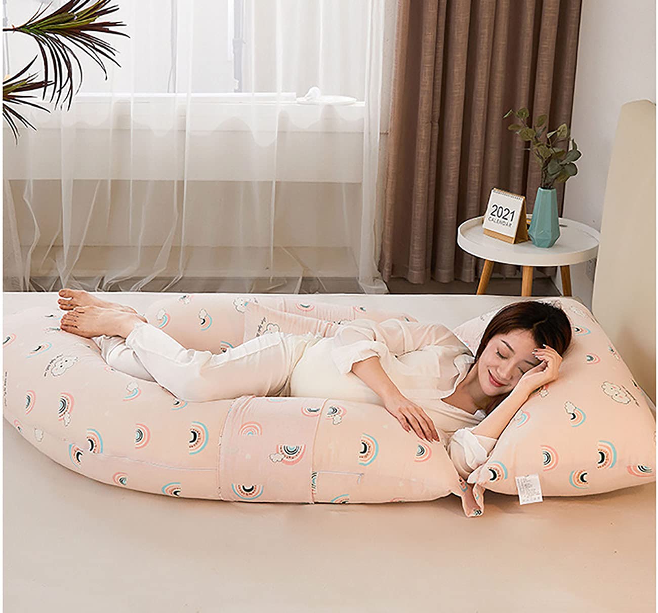 Pure Cotton U-Shaped Pregnancy Pillow for Back, Belly & Hip Support - Soft & Washable Maternity Pillow - Perfect Gift for Expecting Moms - Ideal for Sleeping, Nursing & Relaxing During Pregnancy