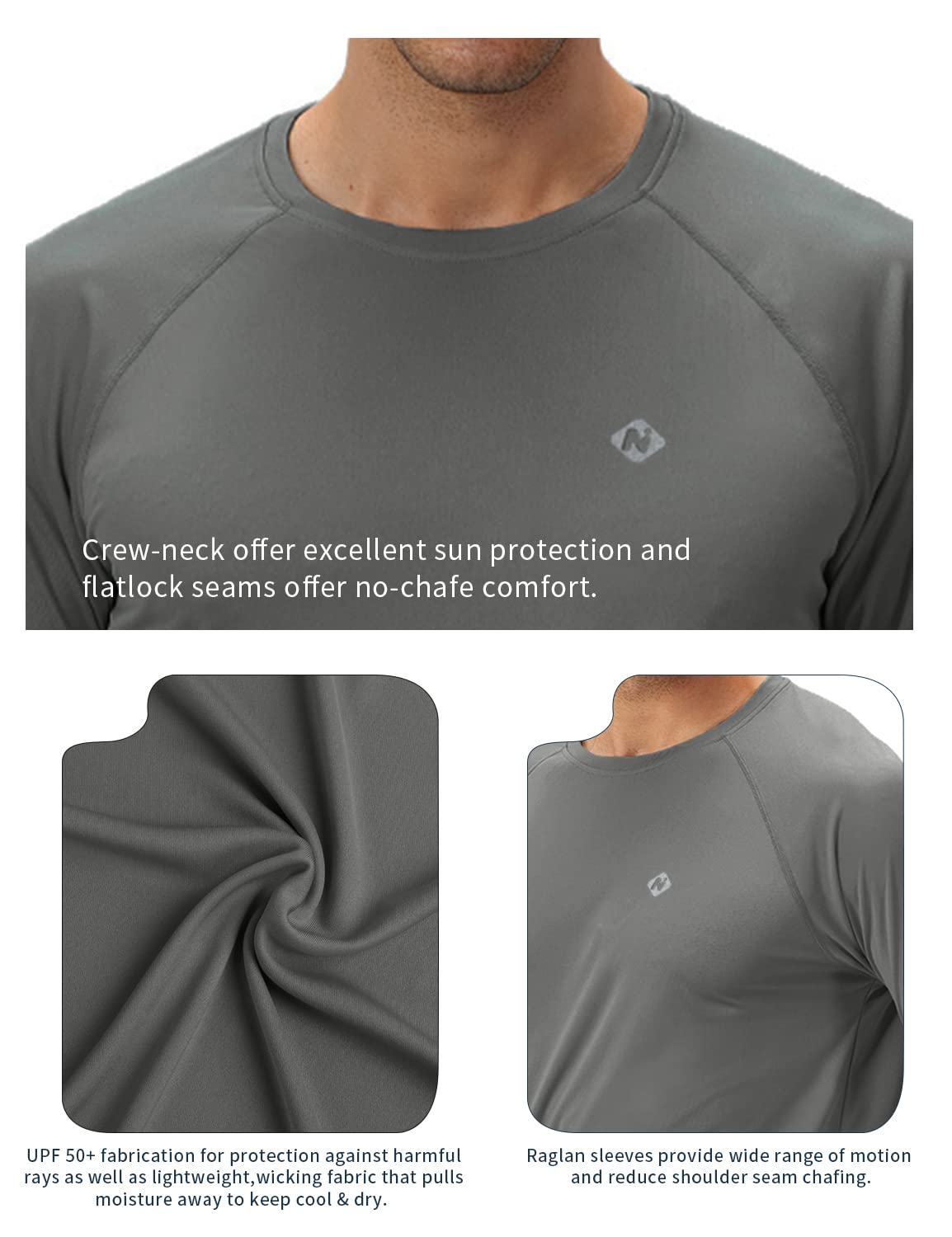 NAVISKIN Men's Rash Guard Shirts UPF 50+ Sun Protection - Long Sleeve Swim Shirt for Surfing, Swimming & Outdoor Activities - Lightweight Quick Dry UV Shirt