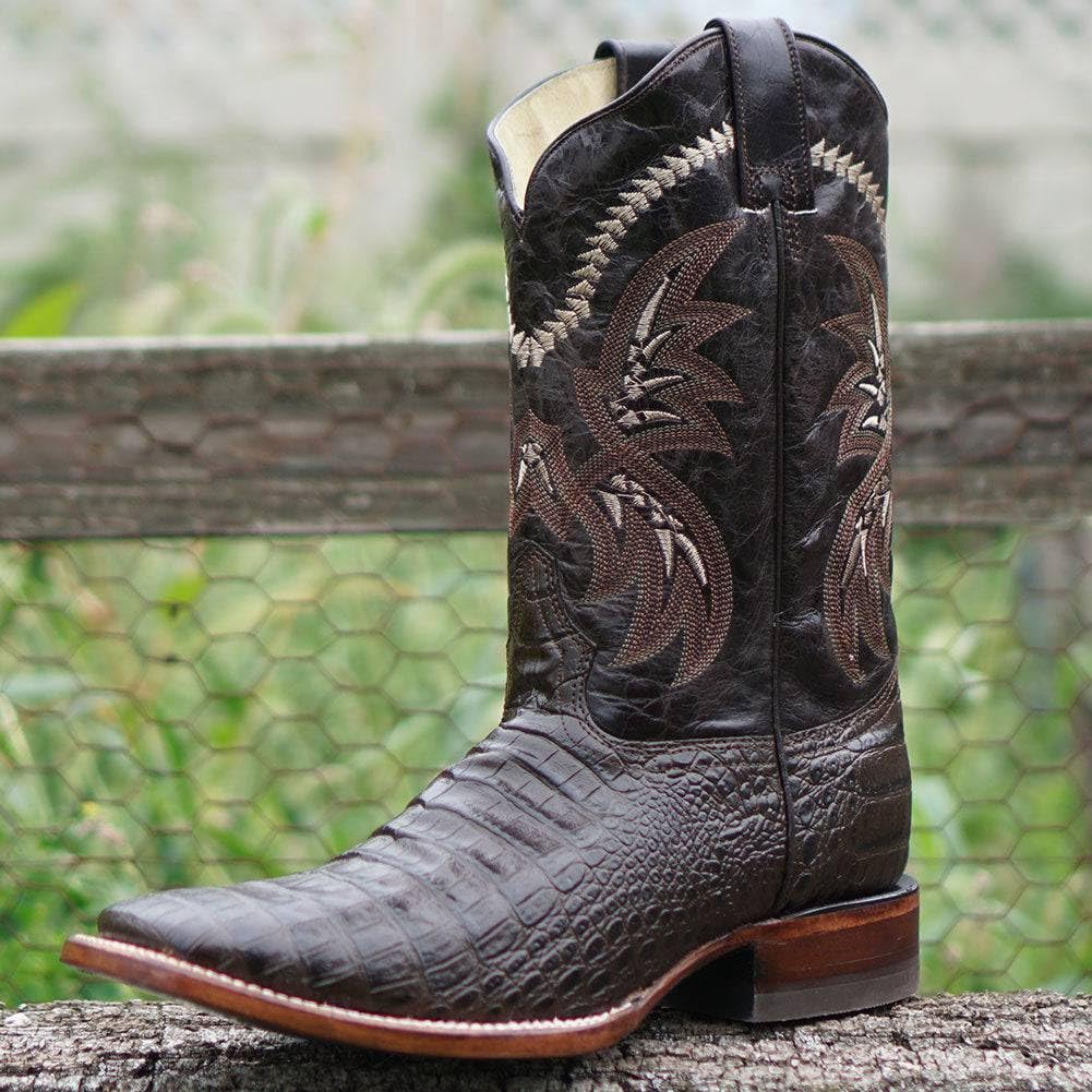 Authentic Men's Caiman Belly Print Cowboy Boots - Premium Leather Western Boots for Men | Perfect for Rodeo, Country Dancing & Outdoor Adventures (Style H4001)