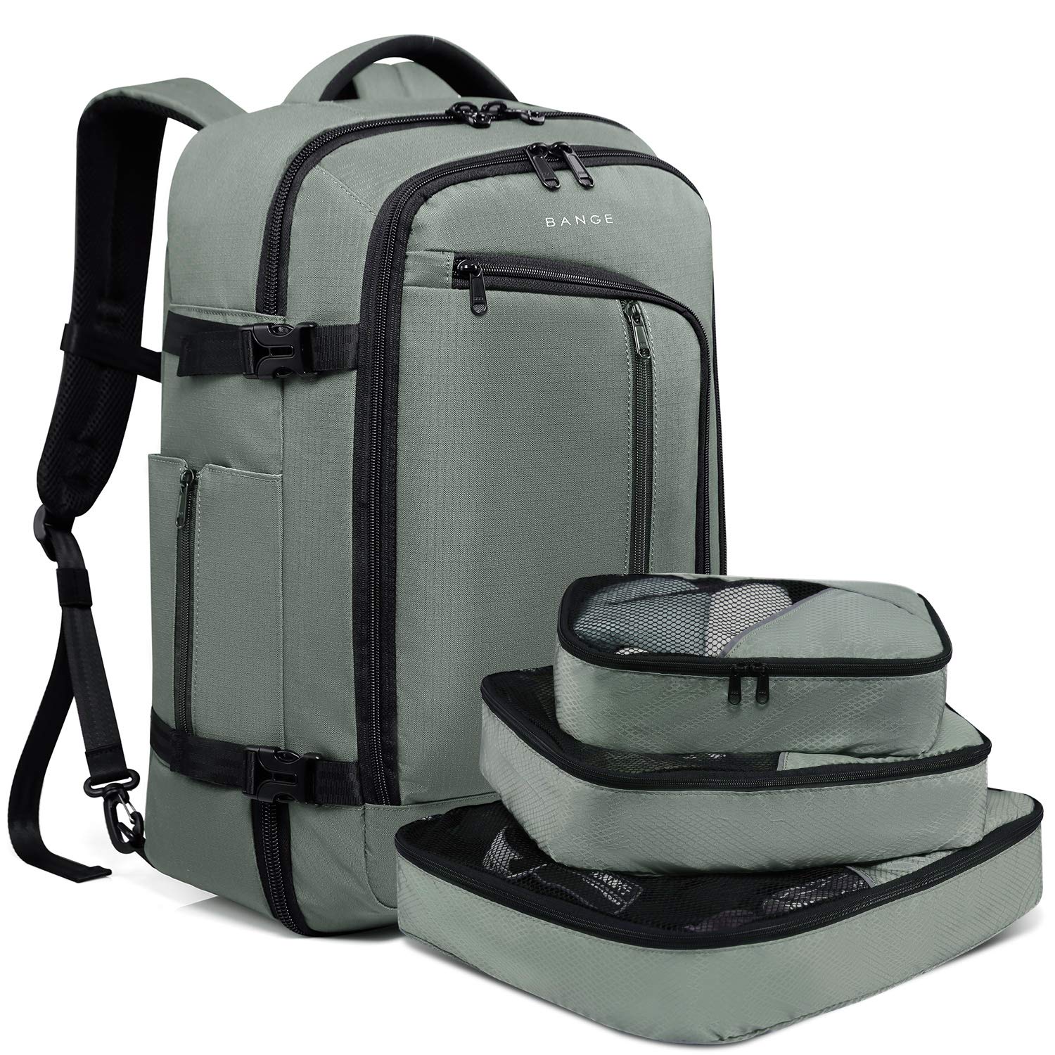 BANGE 40L Travel Backpack - FAA Approved Carry On Overnight Weekender Bag for Men & Women, Lightweight Waterproof Flight Backpack with USB Charging Port - Perfect for Business Trips, Weekend Getaways & Air Travel