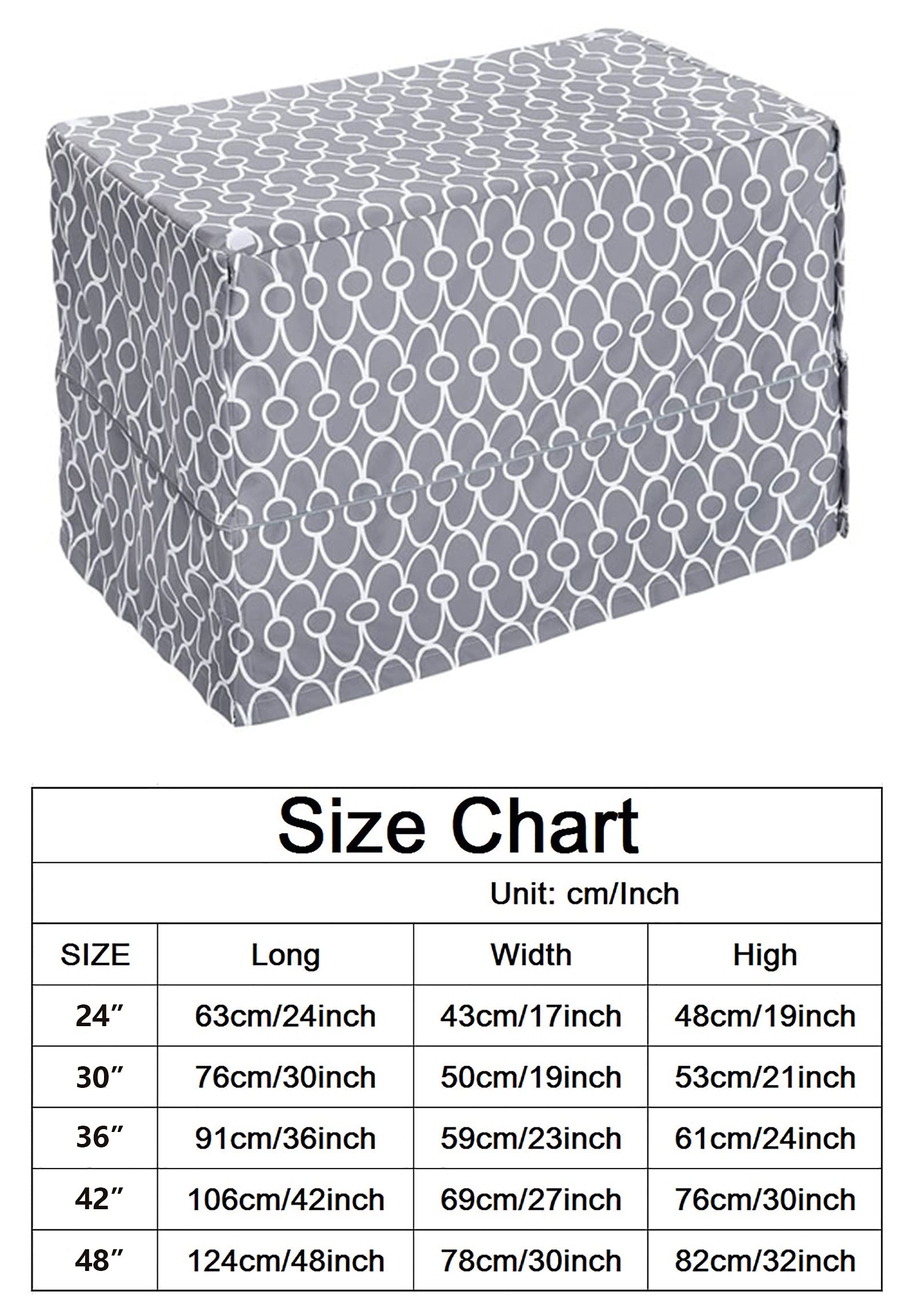 48 Inch Dog Crate Cover for Wire Crates - Universal Fit, Easy On/Off Adjustable Gray Kennel Cover - Perfect for Home, Travel & Vet Visits
