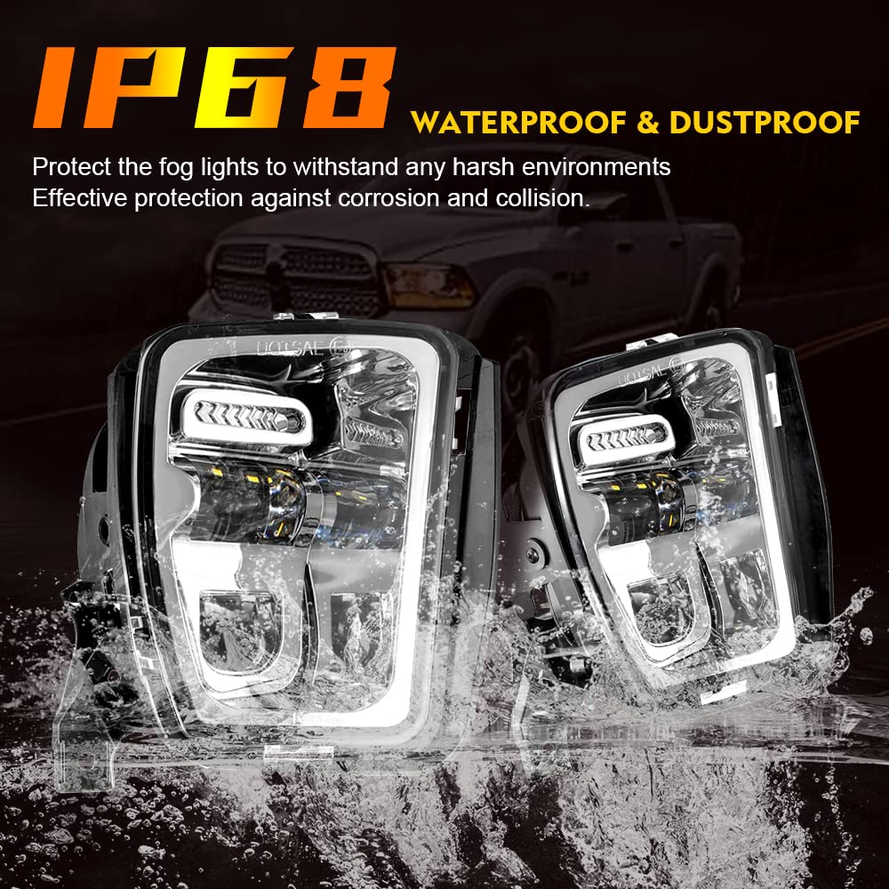 **2013-2018 Dodge Ram 1500 LED Fog Lights – Chrome Bumper Lamps, 2-Pack – High-Performance Driving Accessories for Night & Off-Road Use**