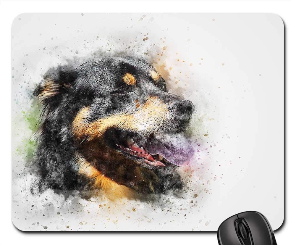 Premium Gaming Mouse Pad with Dog Portrait - Pet Art Abstract Vintage Watercolor Design - Non-Slip Rubber Base for PC, Laptop & Office Use - Perfect Gift for Gamers & Pet Lovers