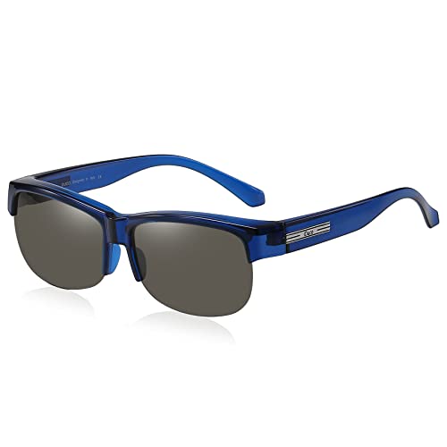 Transparent Blue Frame Grey Lens