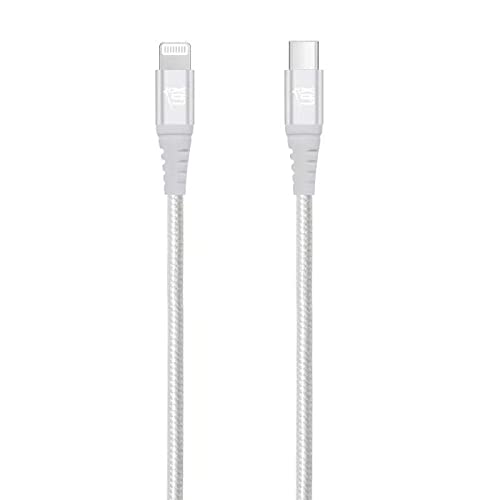 Apple MFi Certified USB C to Lightning Cable - Fast Charging Nylon Braided Cable for iPhone 14/14 Plus/14 Pro/14 Pro Max, iPad, iPod - 1ft Silver - Perfect for Home, Office & Travel Charging