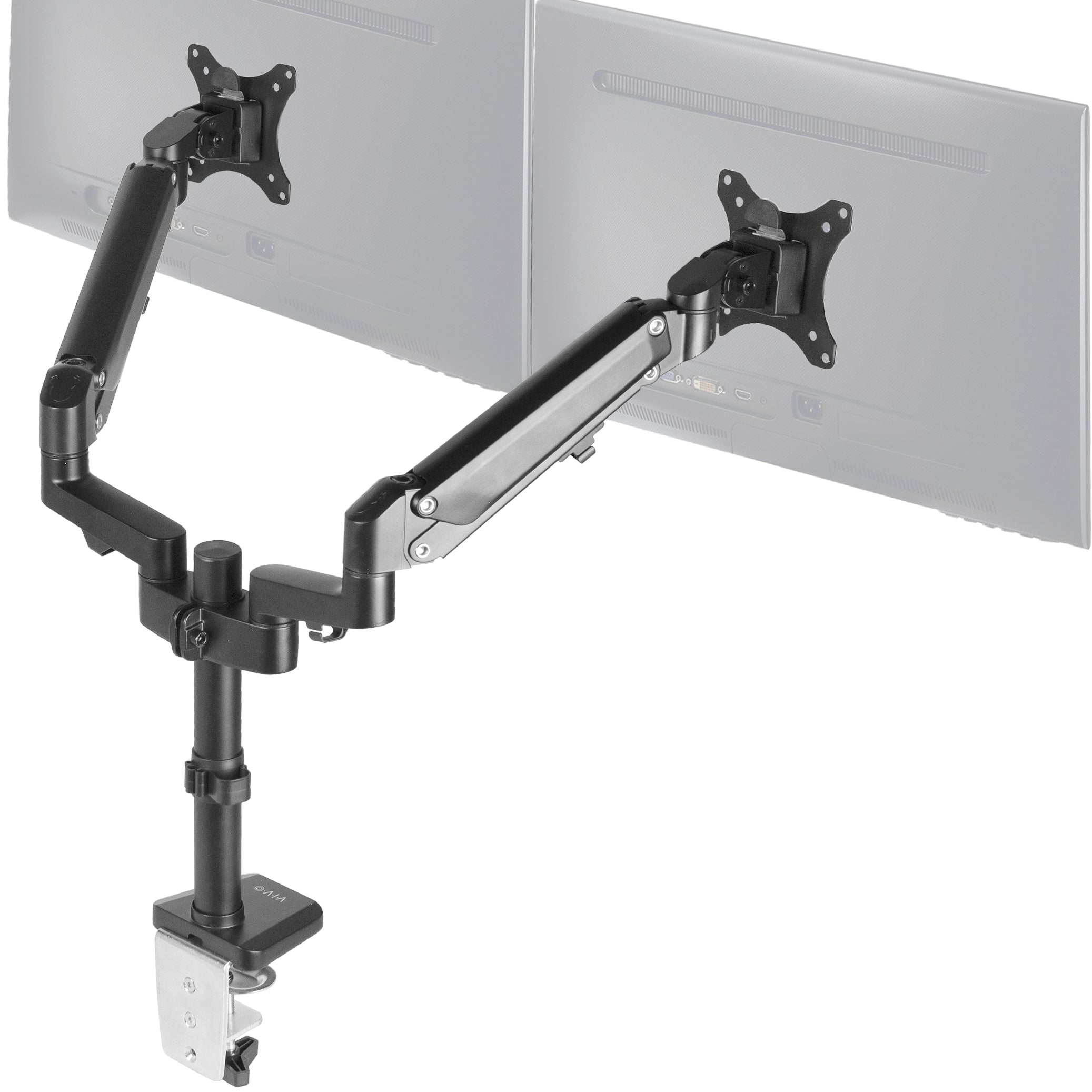Adjustable Pneumatic Dual Monitor Arm Mount for 17” to 32” Screens - Ergonomic Desk Stand for Home Office & Gaming Setup