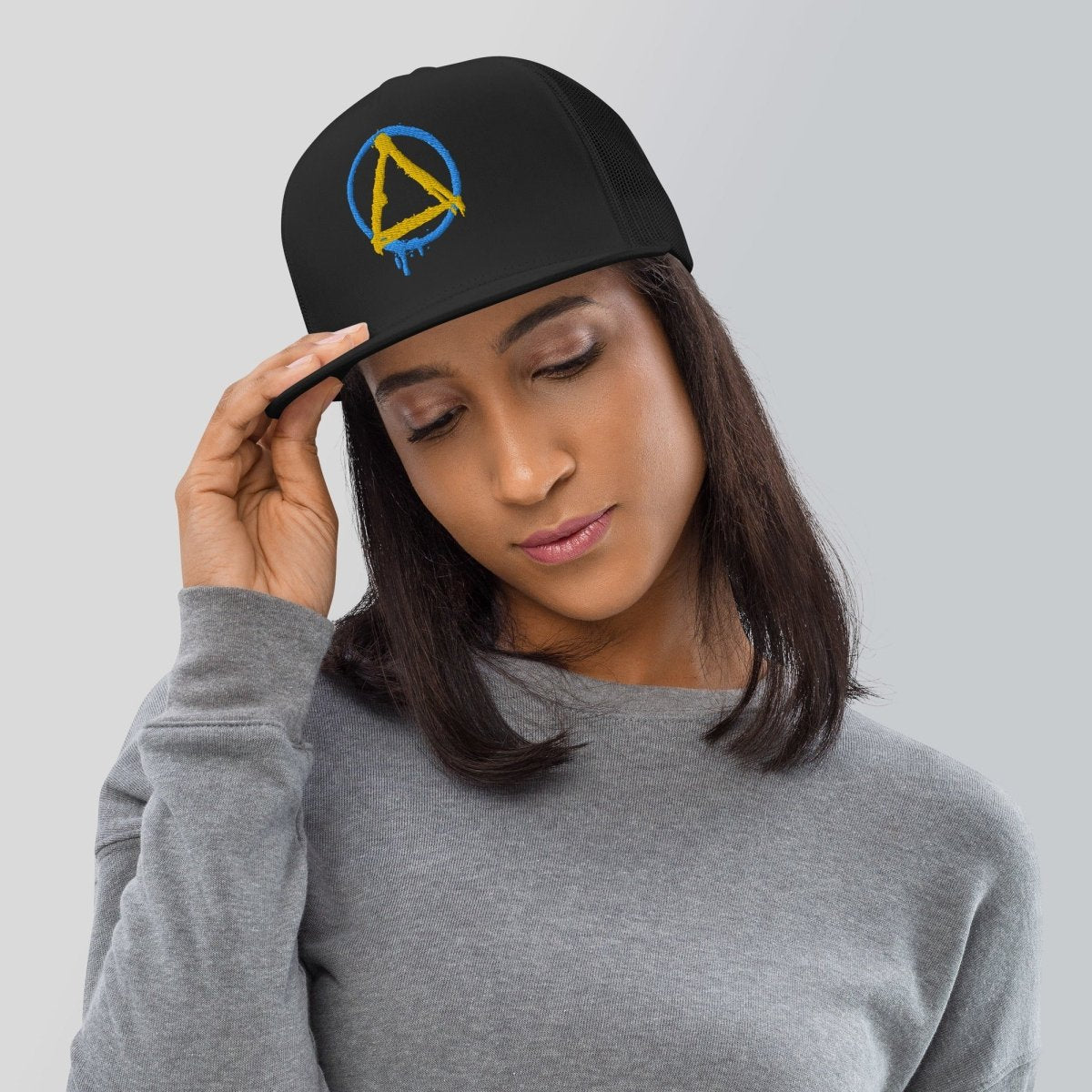 Graffiti Sobriety Symbol Trucker Hat - Stylish Baseball Cap for Recovery Support & Streetwear Fashion - Perfect for AA Meetings, Concerts, and Urban Outfits