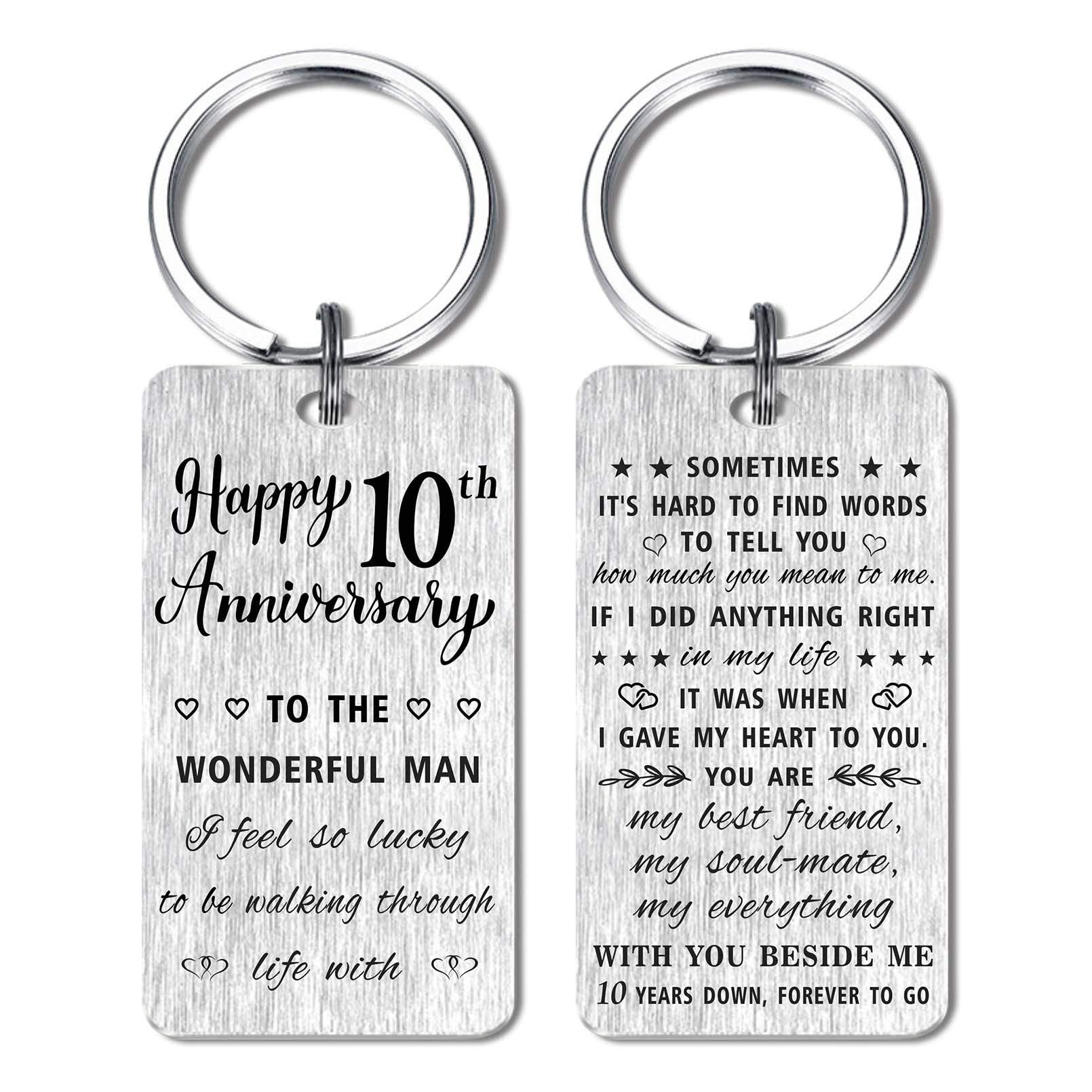 HYHYDHP 10th Wedding Anniversary Keychain - Personalized Gift for Husband, 10 Year Marriage Keepsake - Perfect for Anniversary Celebrations & Romantic Surprises