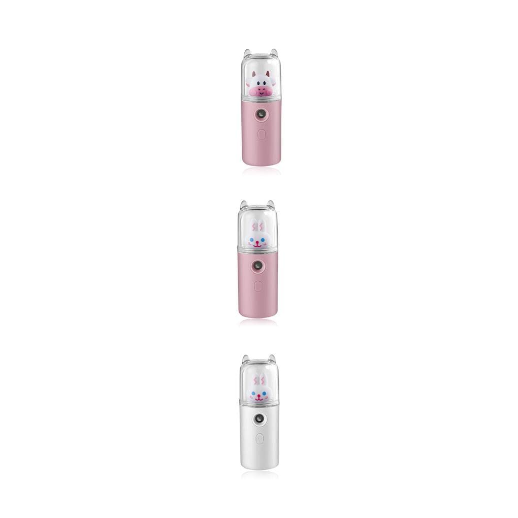 Kawehiop 3-Pack Multi USB Mist Sprayer - 30ml Portable Humidifier & Facial Steamer for Travel, Hiking, Skin Care - Pink (Type 1) | Perfect for Home, Office, Gym & Dry Air Relief