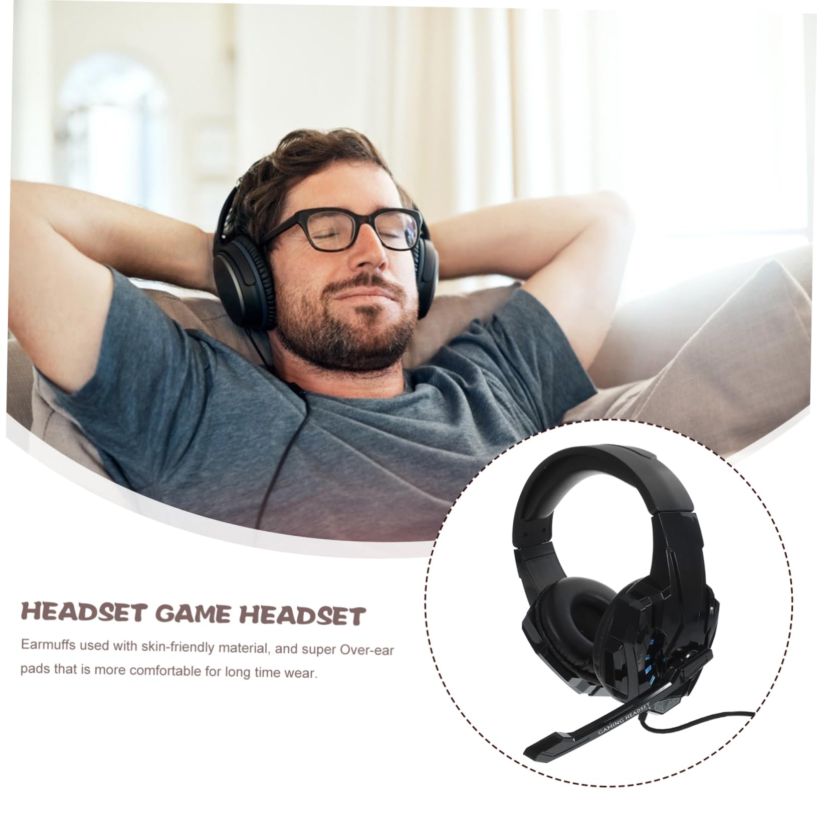 RORPOIR I3000 Gaming Headset with LED Lights - Wired Over-Ear Headphones with Noise Cancelling Mic, Comfortable for Long Gaming Sessions - Perfect for PC, PS4, Xbox & Streaming (Black)