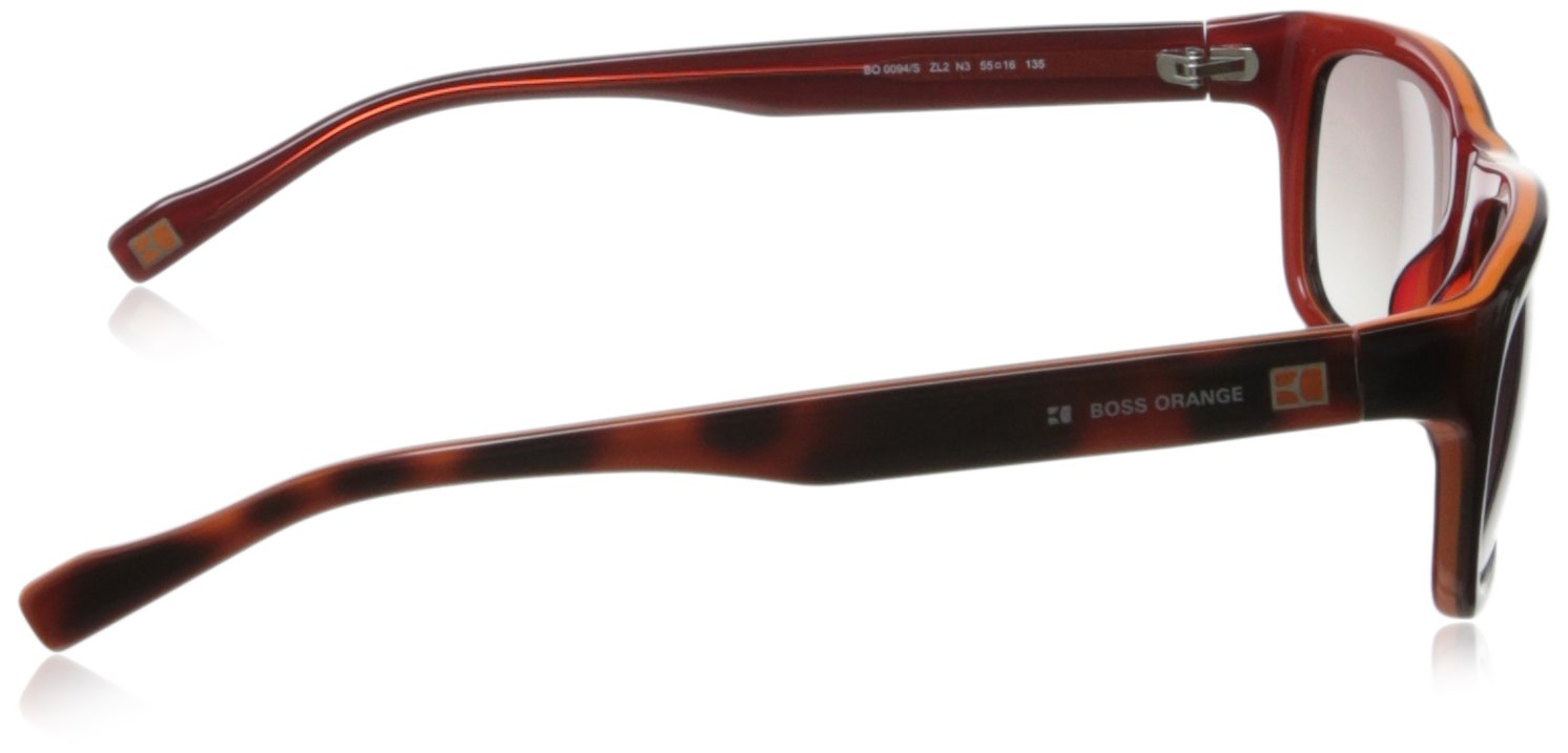 BOSS by Hugo Boss Men's 0094/S Rectangular Sunglasses - Havana Orange Frame, 55mm UV Protection - Stylish Designer Shades for Driving, Outdoor Activities & Fashion Statement