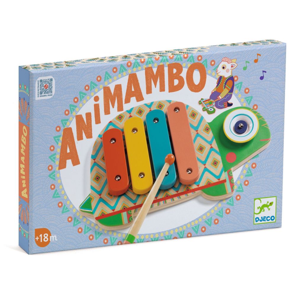 Djeco Animambo Musical Toy Set - Wooden Xylophone & Cymbal for Kids | Early Childhood Music Education, Toddler Sensory Play & Preschool Learning Activities