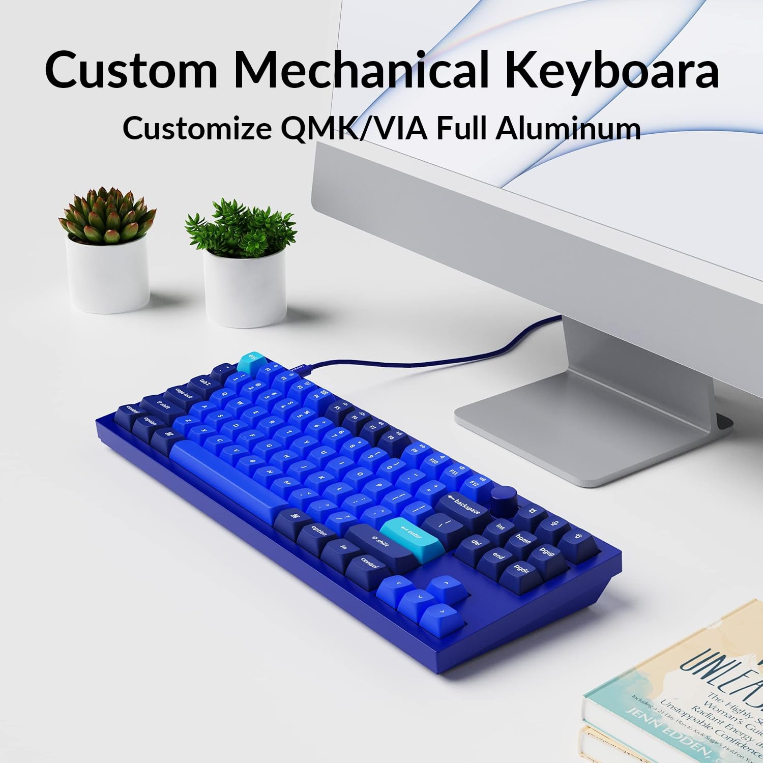 Keychron Q3 Wired Custom Mechanical Keyboard - TKL Tenkeyless Layout with Knob, QMK/VIA Programmable, Hot-Swappable Gateron G Pro Red Switches, Double Gasket Design for Mac/Windows/Linux (Blue) | Perfect for Gaming, Coding & Office Work