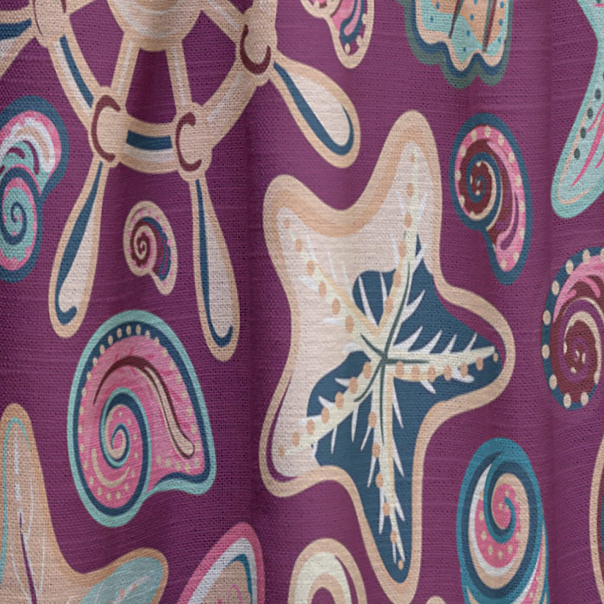 DesignQ 'Purple Sea Shells' Thermal Insulated Curtains - Single Panel 52x90 Inches for Bedroom & Living Room - Elegant Window Drapes for Home Decor & Light Blocking