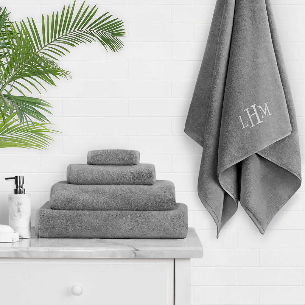 Premium Plush Shadow Grey Spa Towel Set - 2 Washcloths, 2 Hand Towels, 4 Bath Towels - Ultra Soft Luxury Bath & Shower Towels for Spa, Hotel, Home Use