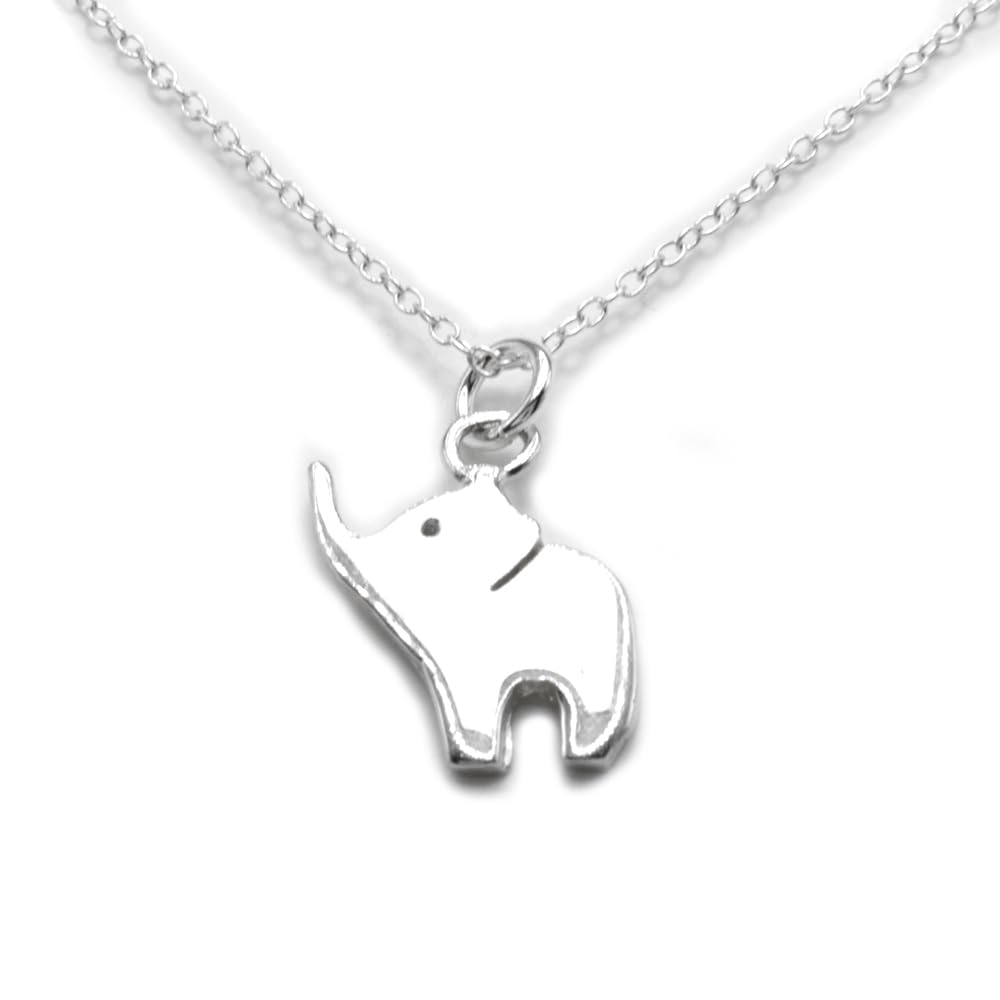 Sterling Silver Elephant Charm Necklace - Dainty 18