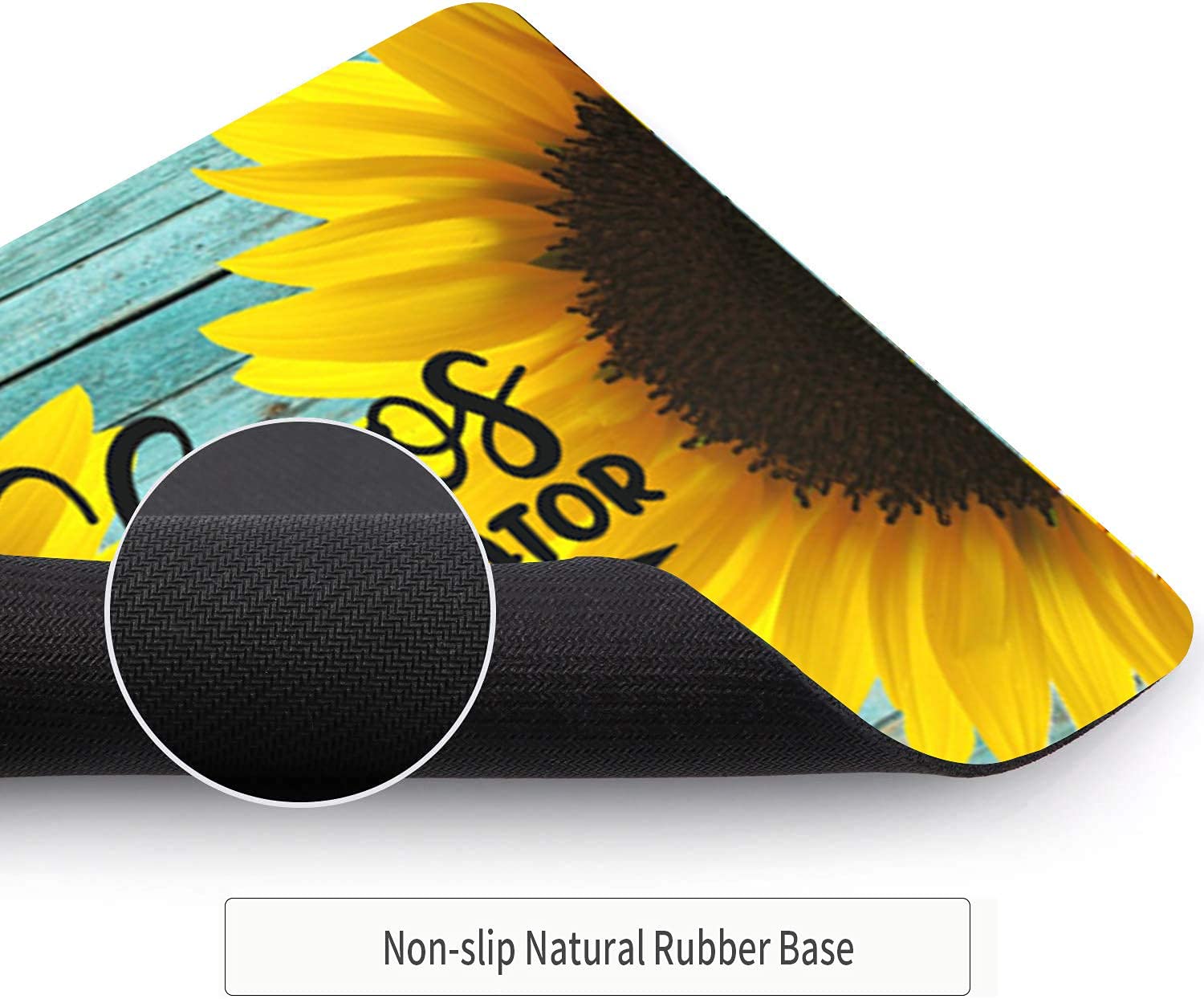 Cute Teal Sunflower Mouse Pad - Non-Slip Square Small Mouse Mat with Free Matching Coaster for Laptop & Computer | Portable Office Desk Accessory for Women | Perfect for Work, Gaming & Home Office Use