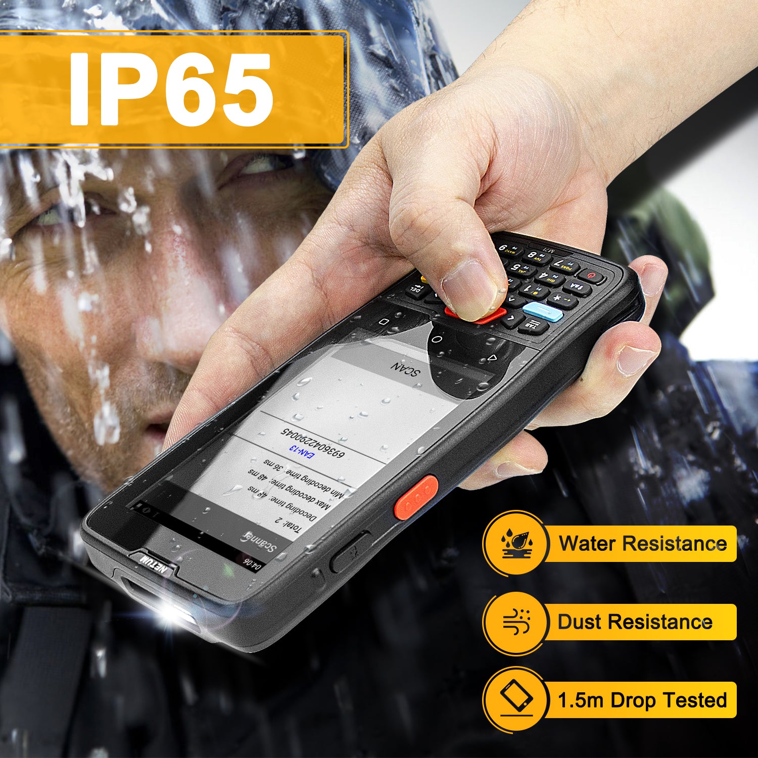 Netum D7100 Portable Android PDA Terminal - 2D Barcode Scanner, Touch Screen, WiFi, 4G & GPS - Ideal for Retail, Warehouse & Logistics Inventory Management