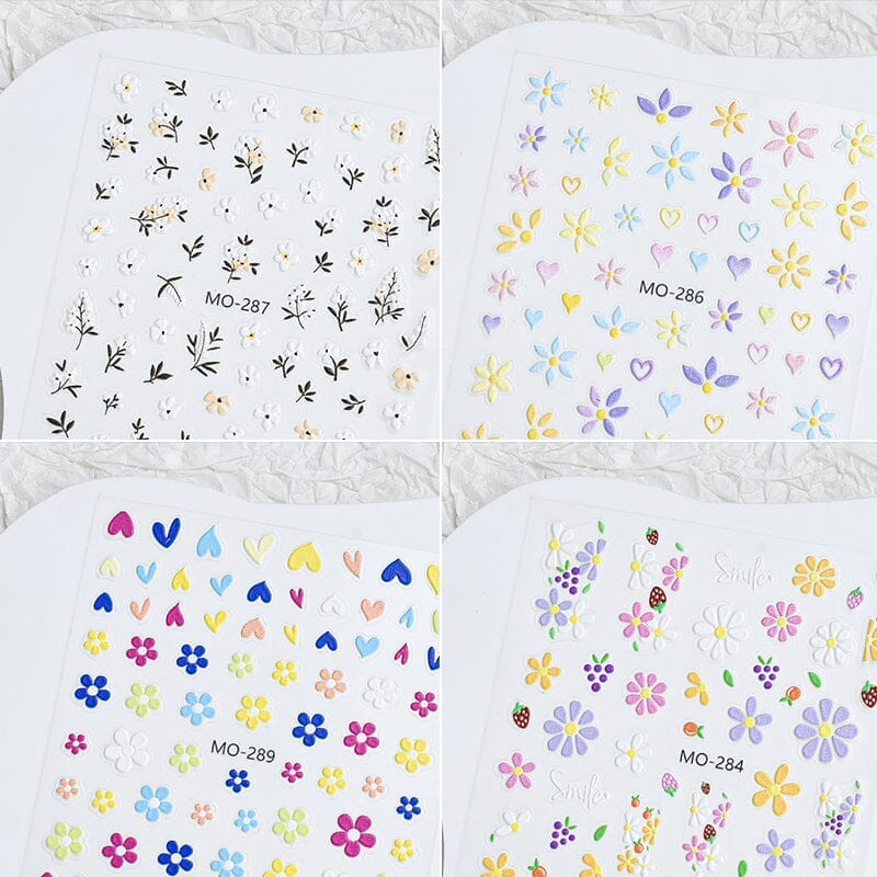 3D White Flower Nail Stickers - MO 287 - Elegant Floral Nail Art for Parties, Weddings & Special Occasions