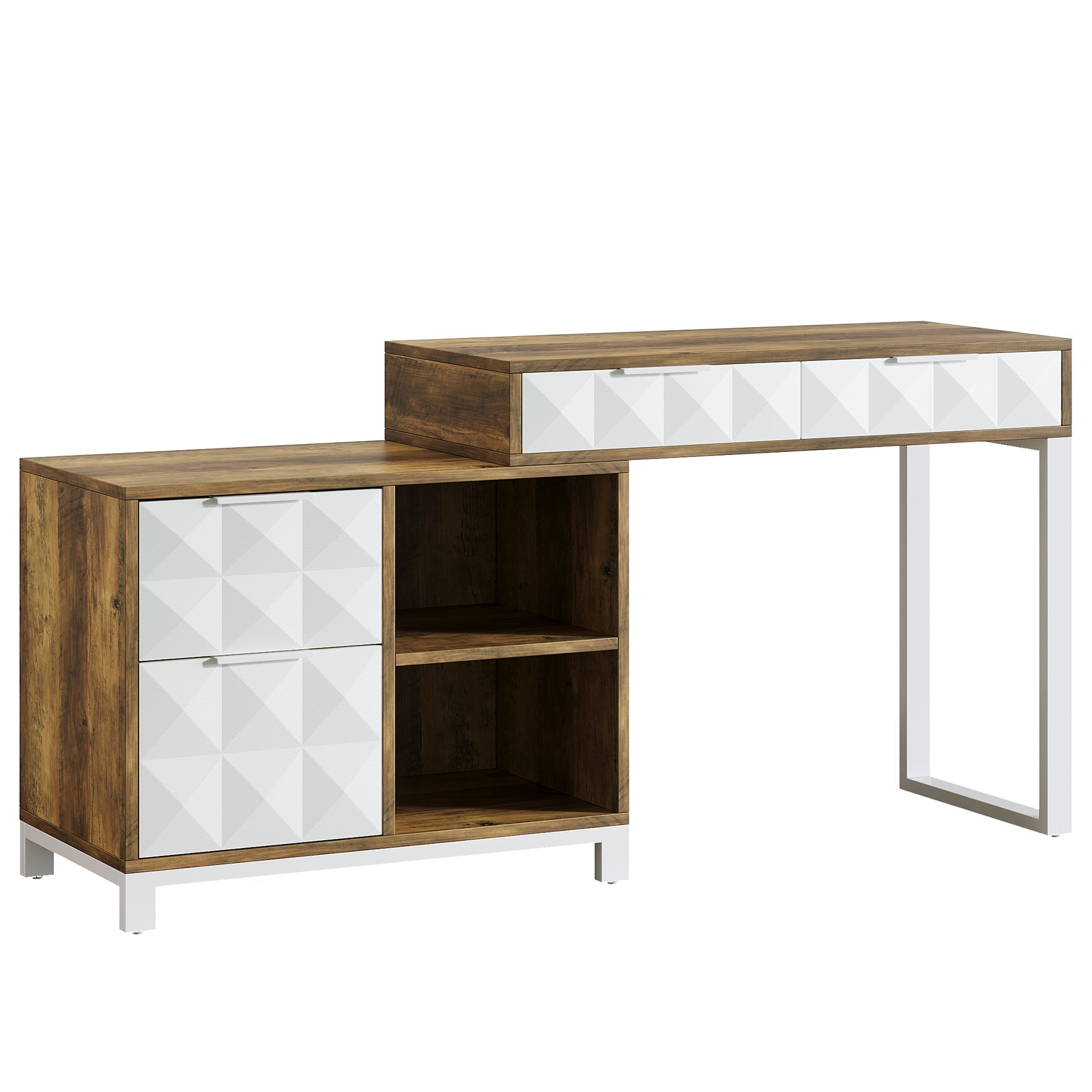 4-Drawer Computer Desk with File Cabinet - Reversible Office Desk for Home & Workspace - Perfect for Small Spaces, Gaming, and Remote Work