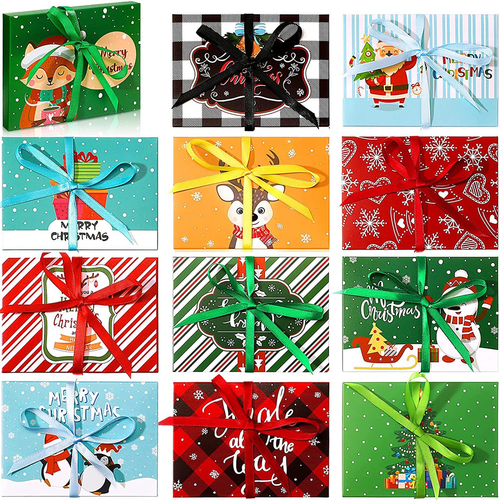 Marspark 48 Christmas Gift Card Holders with Ribbon - Holiday Gift Wrapping Boxes for Cards & Decor